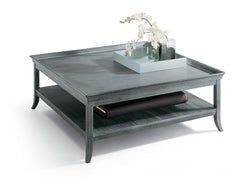 ROMEO Gray Cocktail Table in Beech Wood With Shelf - Lacquered Finish