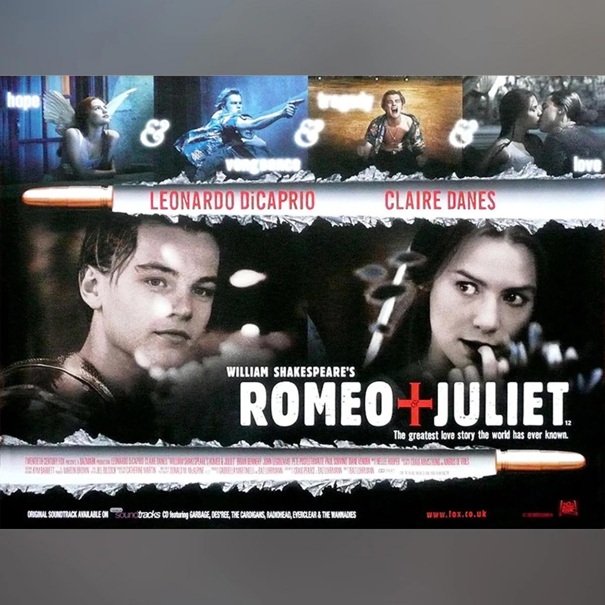 Romeo + Juliette (1996)
Original British Quad (30 X 40 Inches)

Baz Luhrmann a adapté à l'écran cette tragédie romantique classique de Shakespeare, en la transposant dans une ville post-moderne appelée Verona Beach. Dans cette version, les Capulet