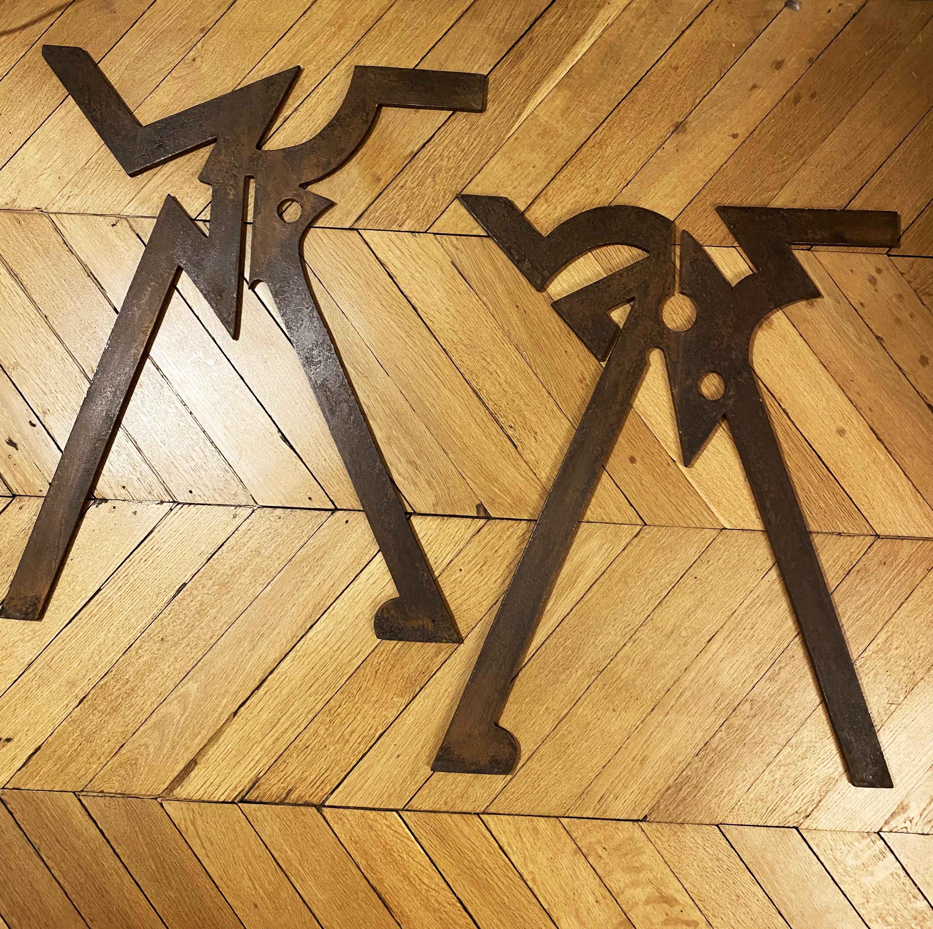 Métal Base de table de salle à manger brutaliste par Pucci De Rossi pour Contour Editions, 1980 en vente