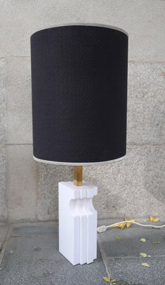 Romeo Rega, Alabaster and Brass Midcentury Table Lamp, Italy, 1970