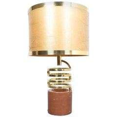 Romeo Rega Attr. Adjustable Table Lamp Red Marble Brass, 1970