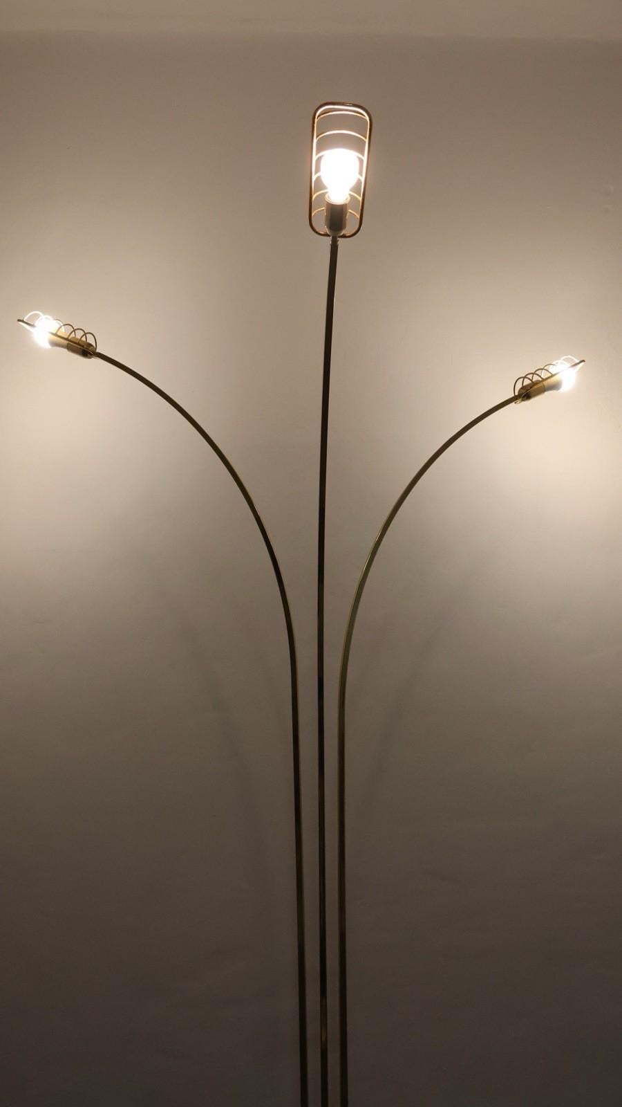 Romeo Rega Attr. Lampada Pavimento Hollywood Regency 1970's Design Modernariato en venta 8