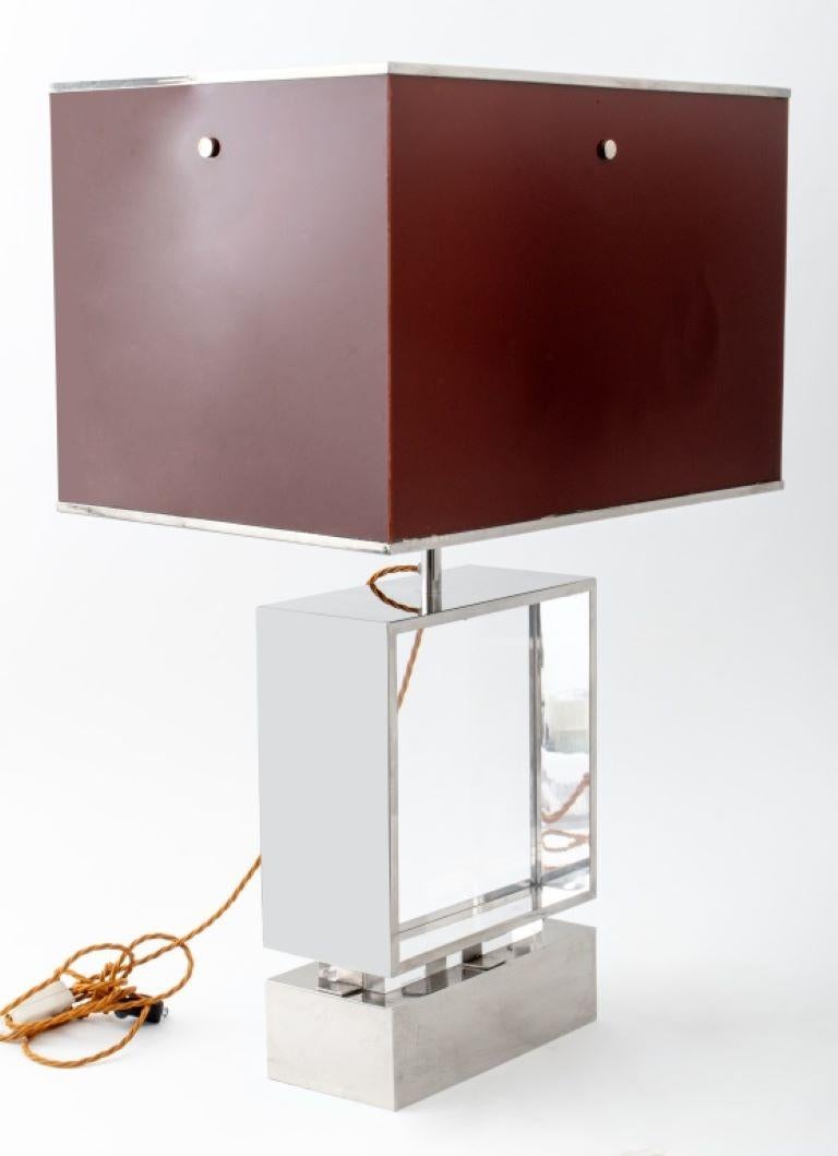 20th Century Romeo Rega Attr. Lucite & Chrome Table Lamp