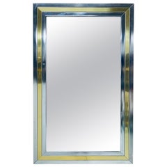 Romeo Rega Attributed Chrome and Brass Wall Mirror, 1970s