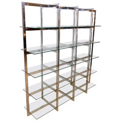 Romeo Rega Attributed Chrome and Glass Shelving