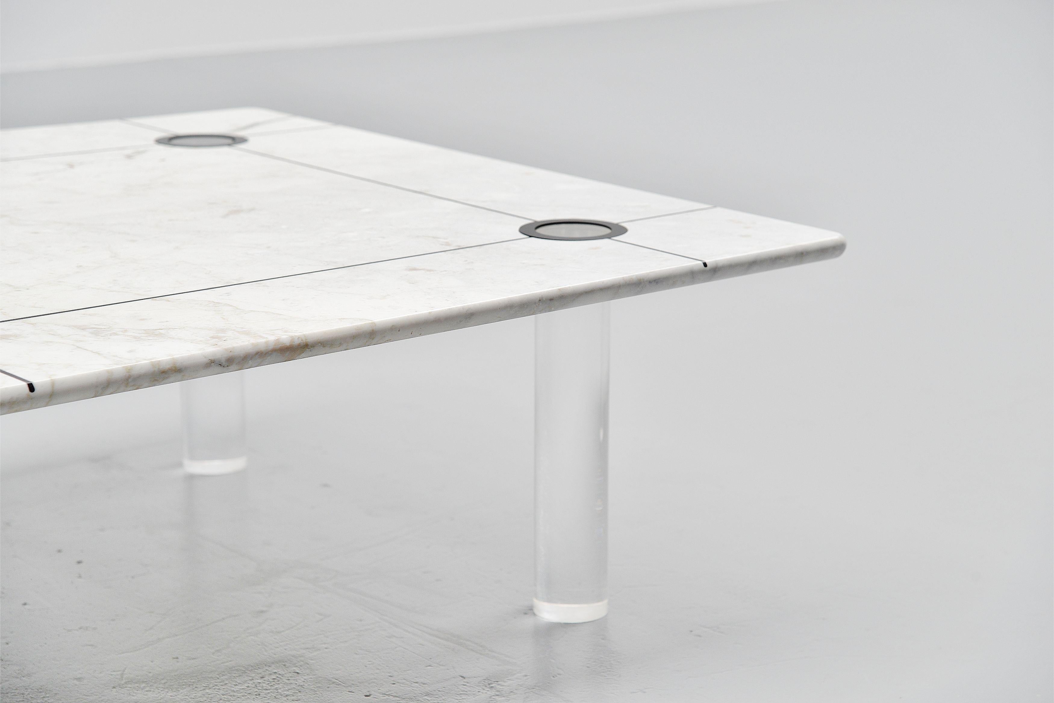 Romeo Rega Attributed Coffee Table Marble and Perspex, Italy, 1970 For Sale 2