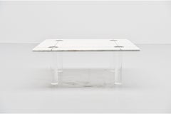 Romeo Rega Attributed Coffee Table Marble and Perspex, Italy, 1970