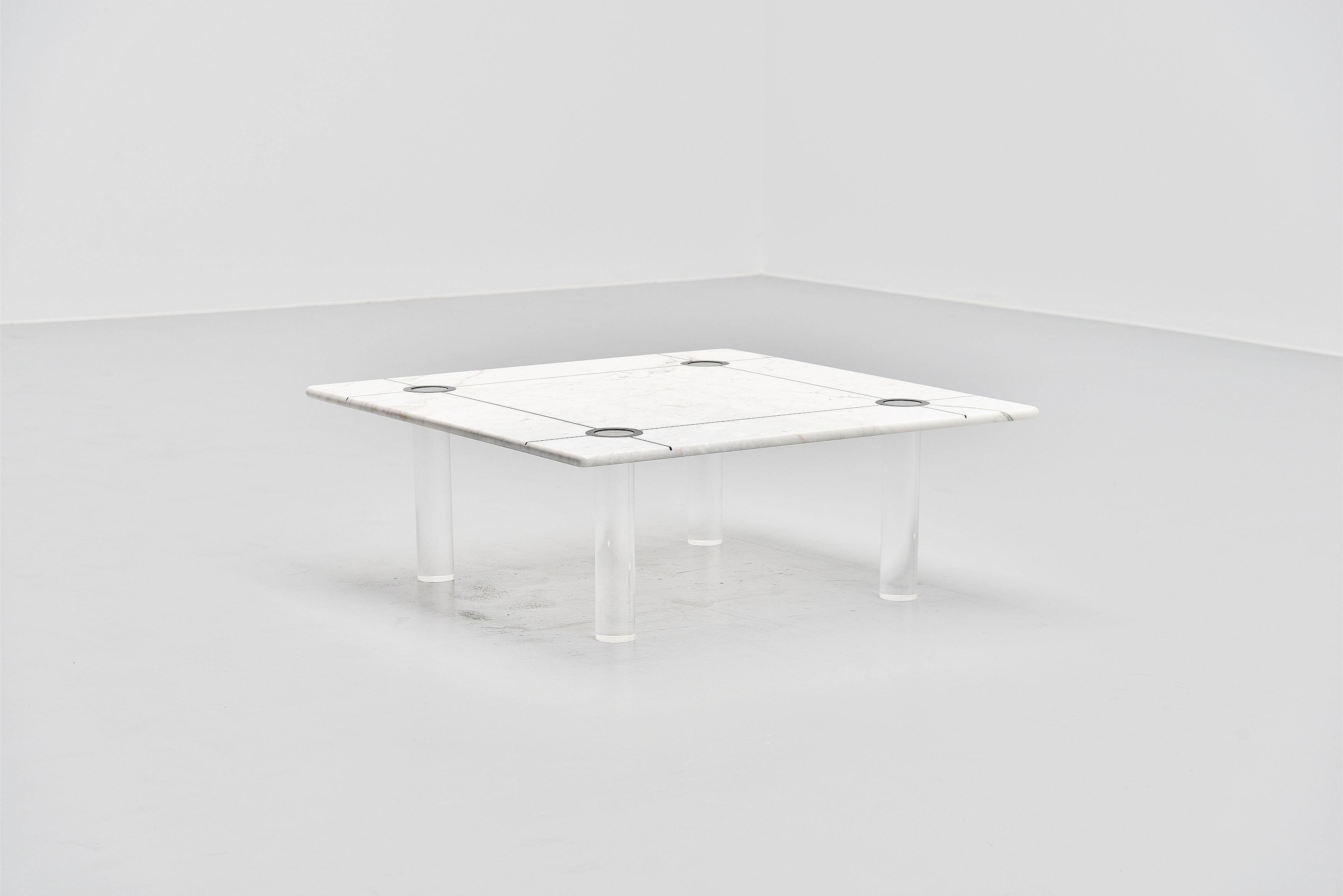 Hollywood Regency Romeo Rega Attributed Coffee Table Marble and Perspex, Italy, 1970 For Sale