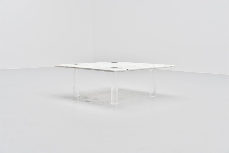Romeo Rega Attributed Coffee Table Marble and Perspex, Italy, 1970 For