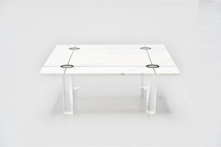 Romeo Rega Attributed Coffee Table Marble and Perspex, Italy, 1970 For