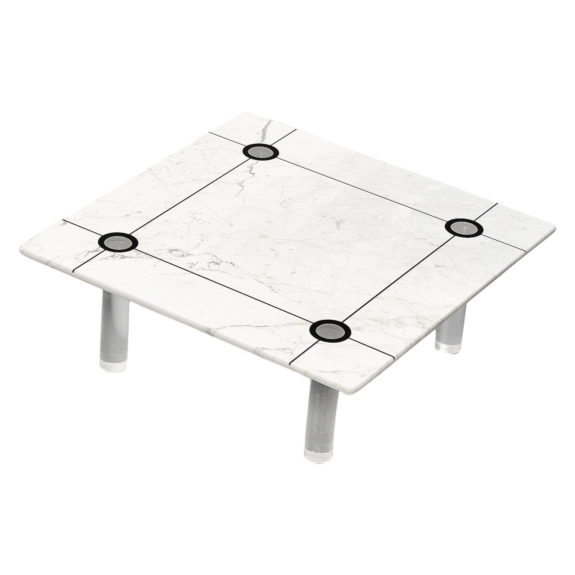 Romeo Rega Attributed Coffee Table Marble and Perspex, Italy, 1970 For Sale