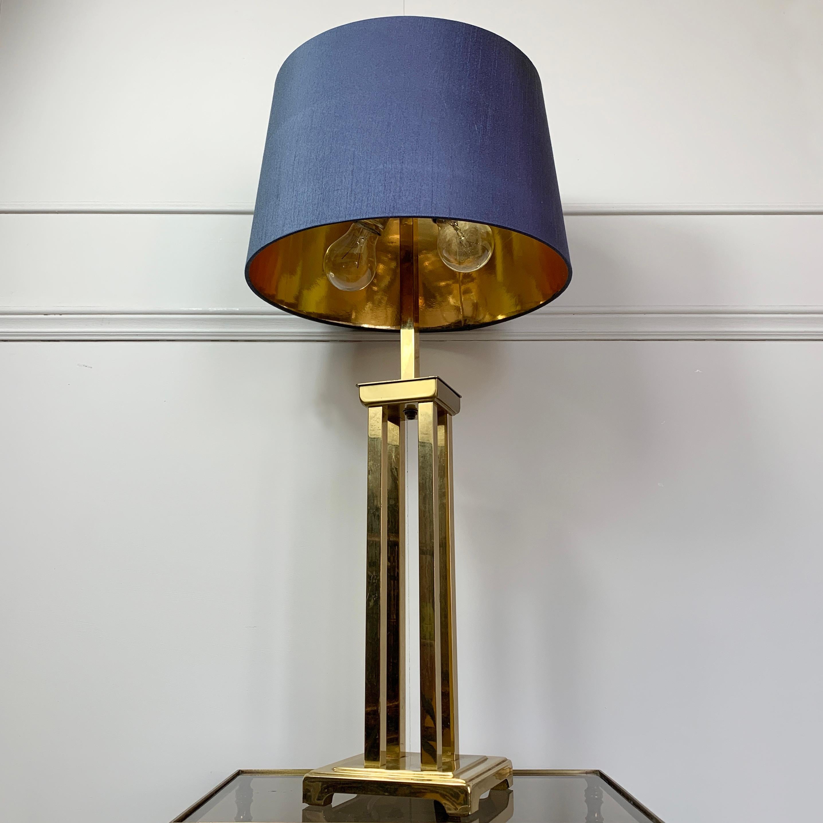 Romeo Rega Attributed Gold Brass Table Lamp, 1970s For Sale 4