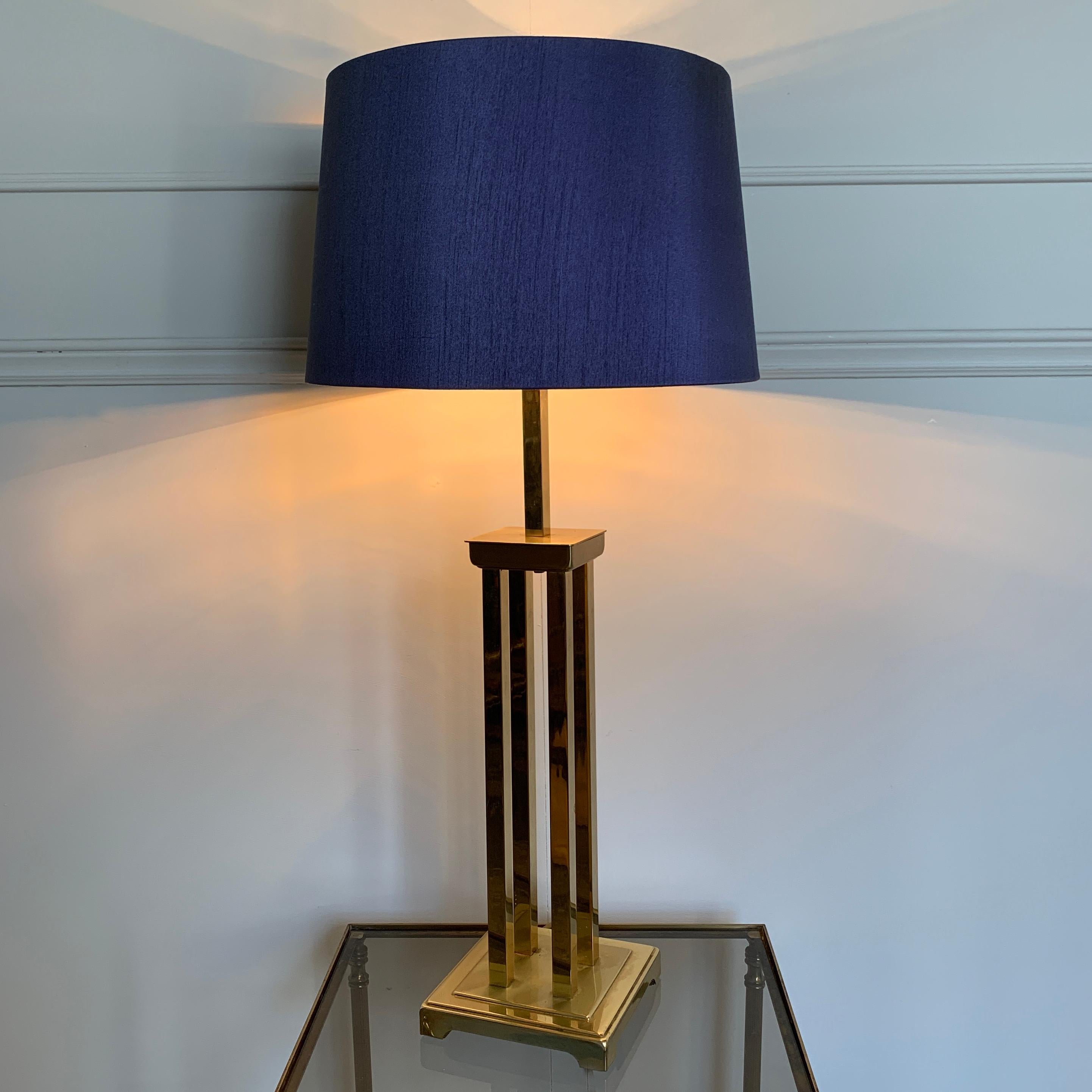 20th Century Romeo Rega Attributed Gold Brass Table Lamp, 1970s For Sale