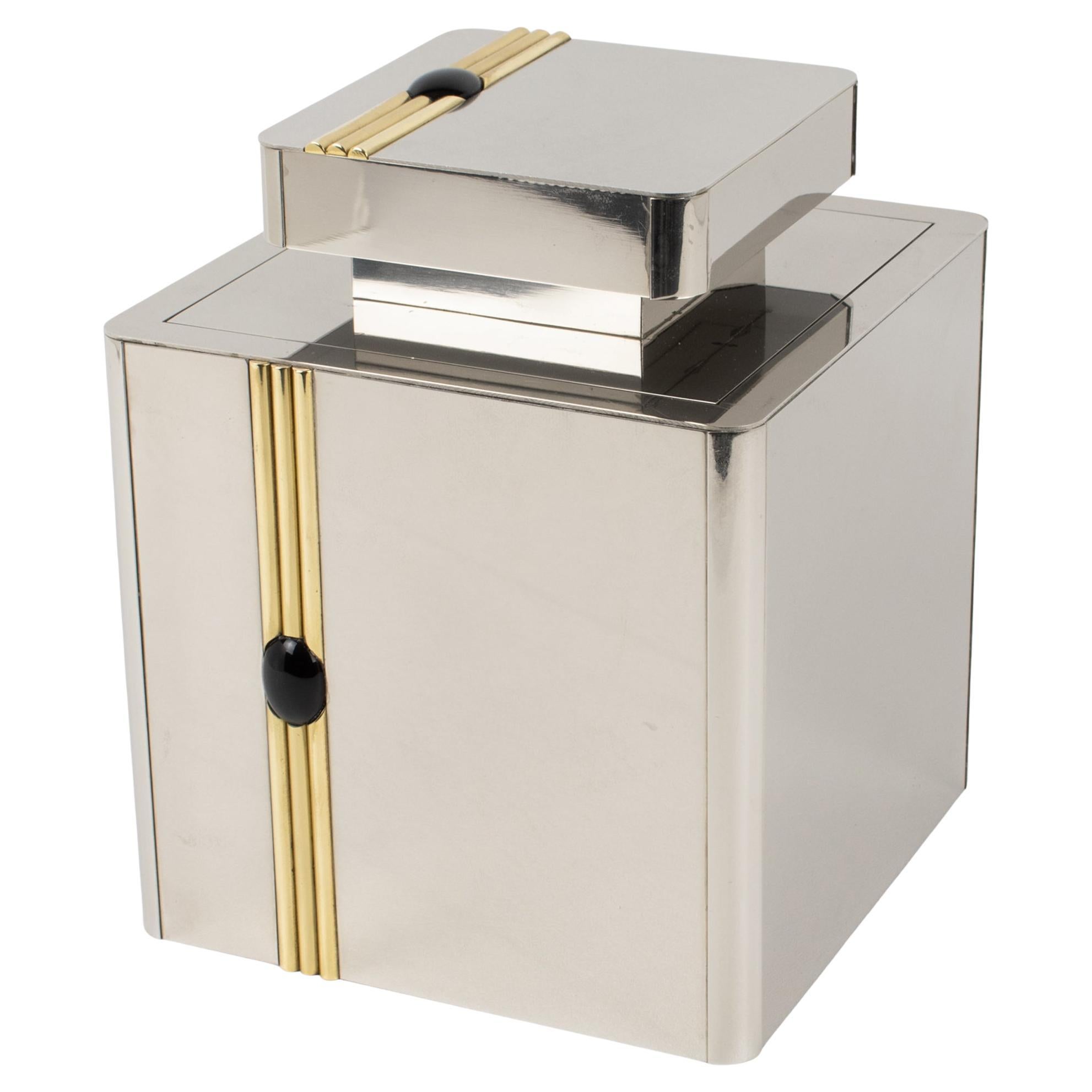 Romeo Rega Barware Brass and Chrome Ice Bucket Cooler, circa 1970 For Sale