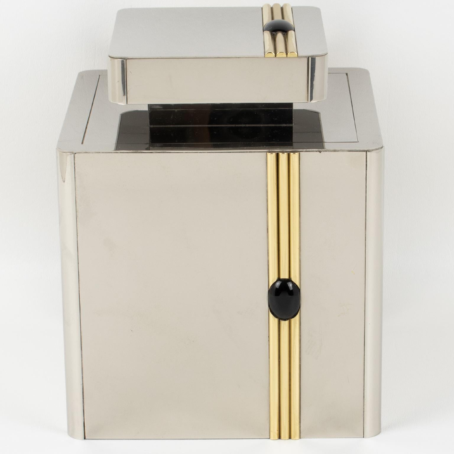 Romeo Rega Barware Geometric Chrome Ice Bucket, Italy 1970s For Sale 4