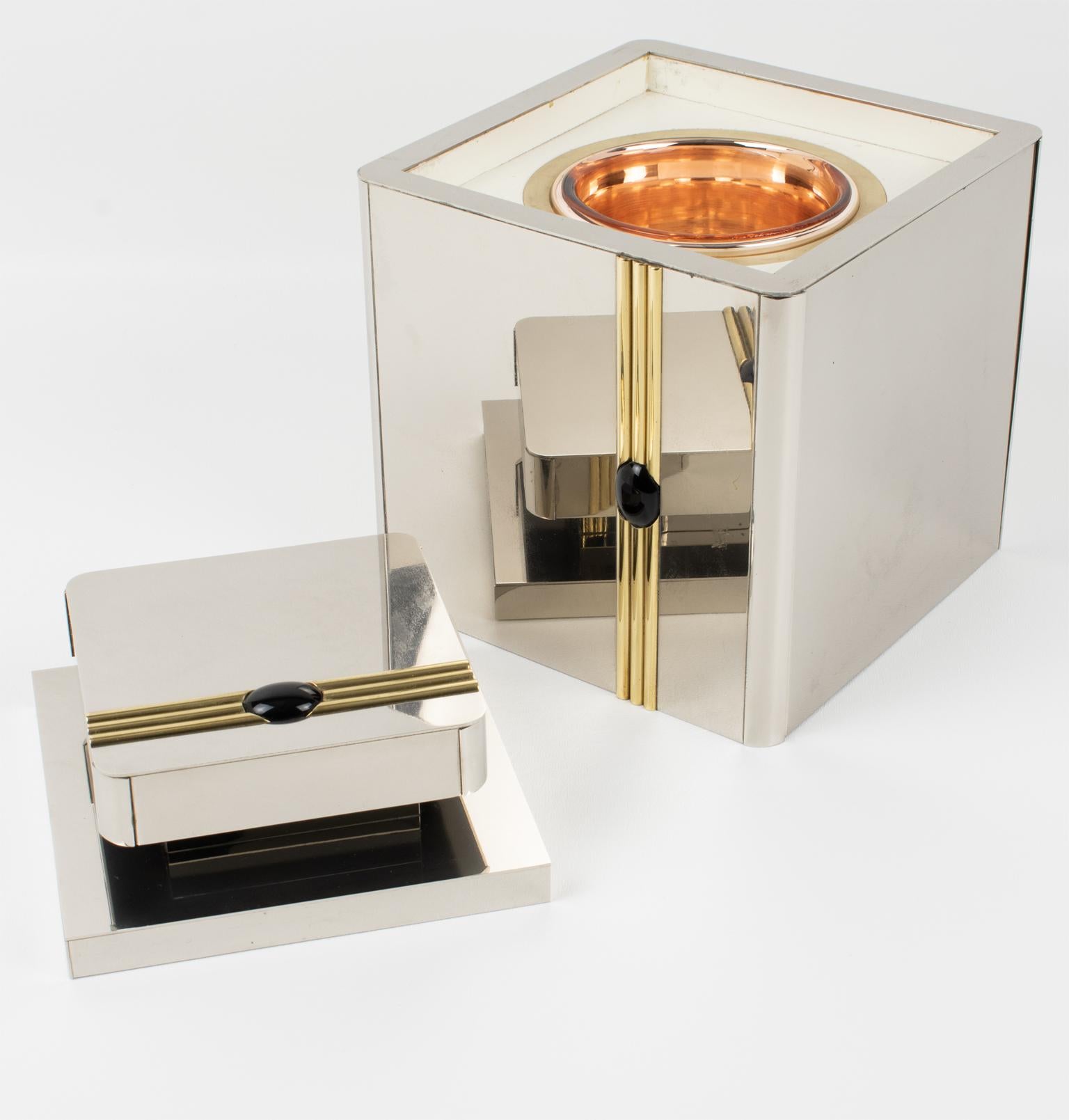 Polished Romeo Rega Bar Ice Bucket Cooler, circa 1970 For Sale