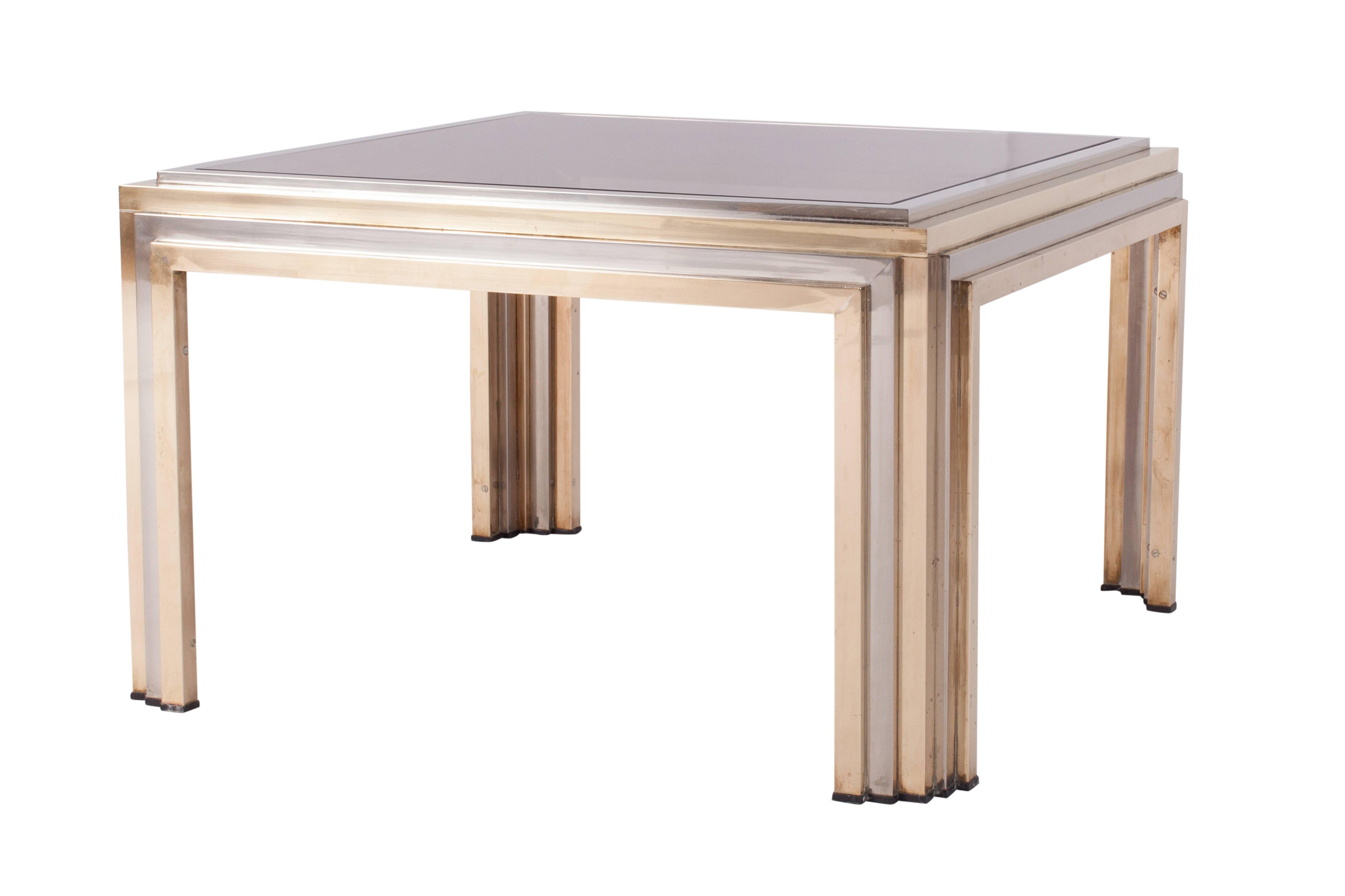 International Style Romeo Rega Brass and Chrome Coffee Table