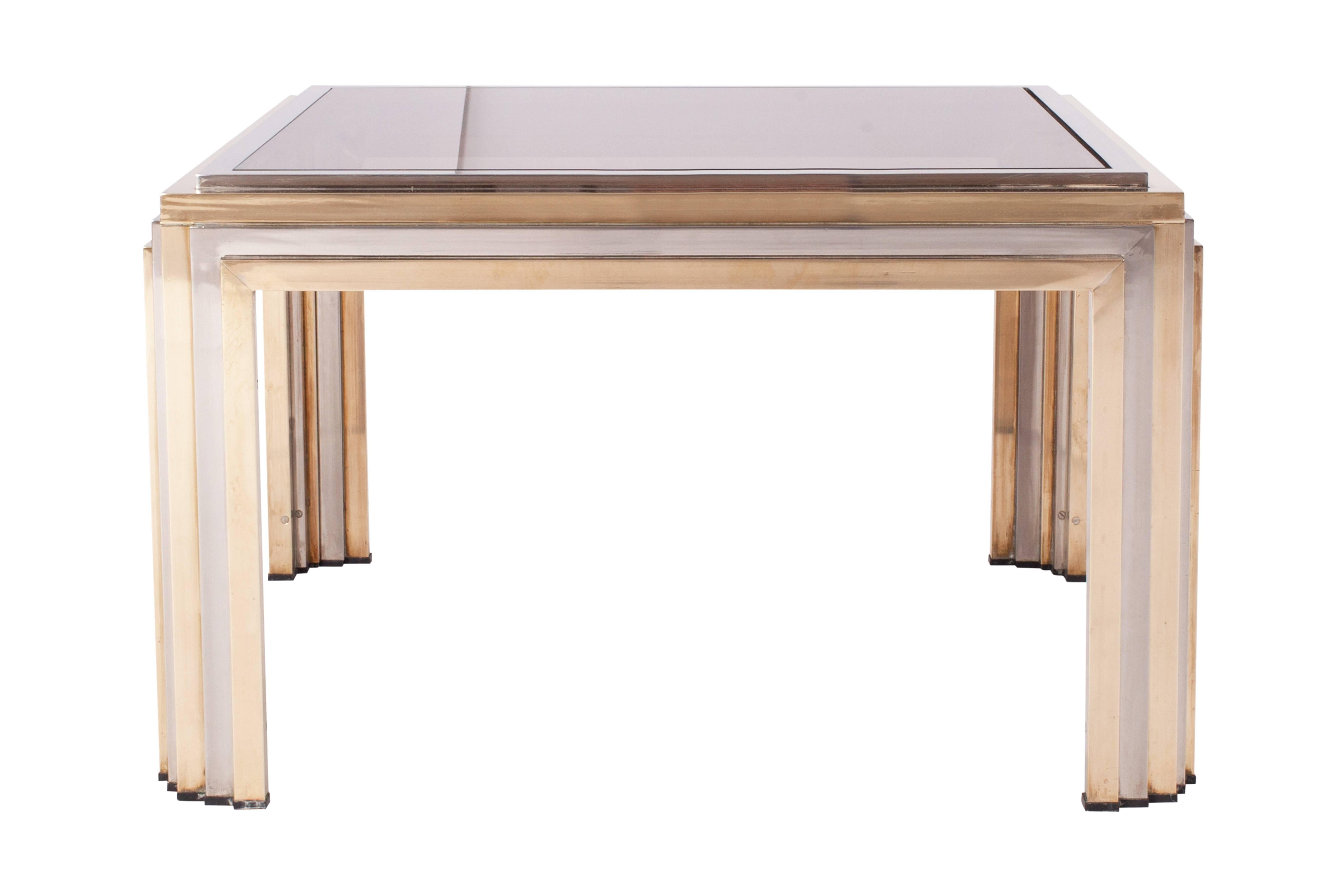 Italian Romeo Rega Brass and Chrome Coffee Table