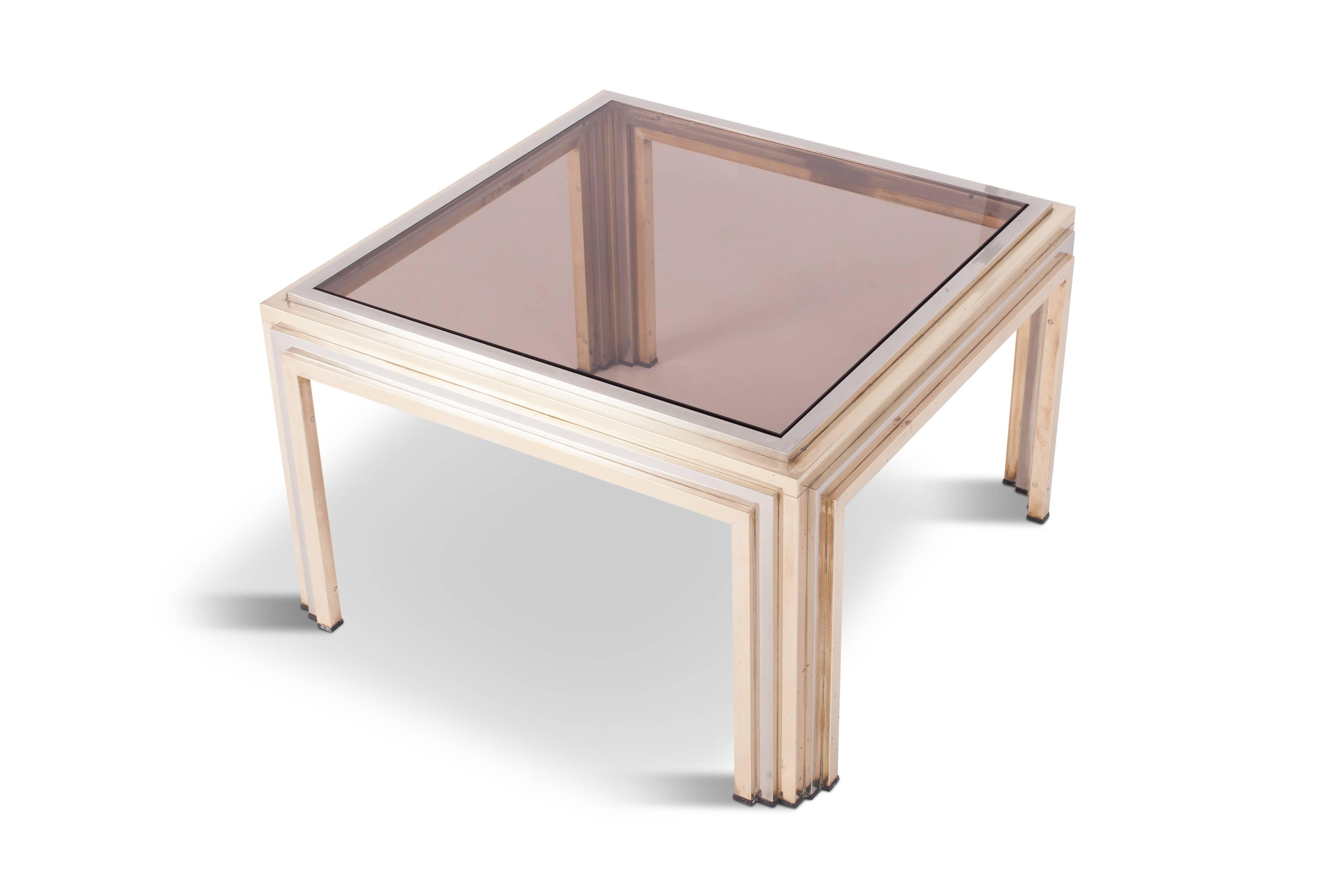 Romeo Rega Brass and Chrome Coffee Table In Excellent Condition In Antwerp, BE