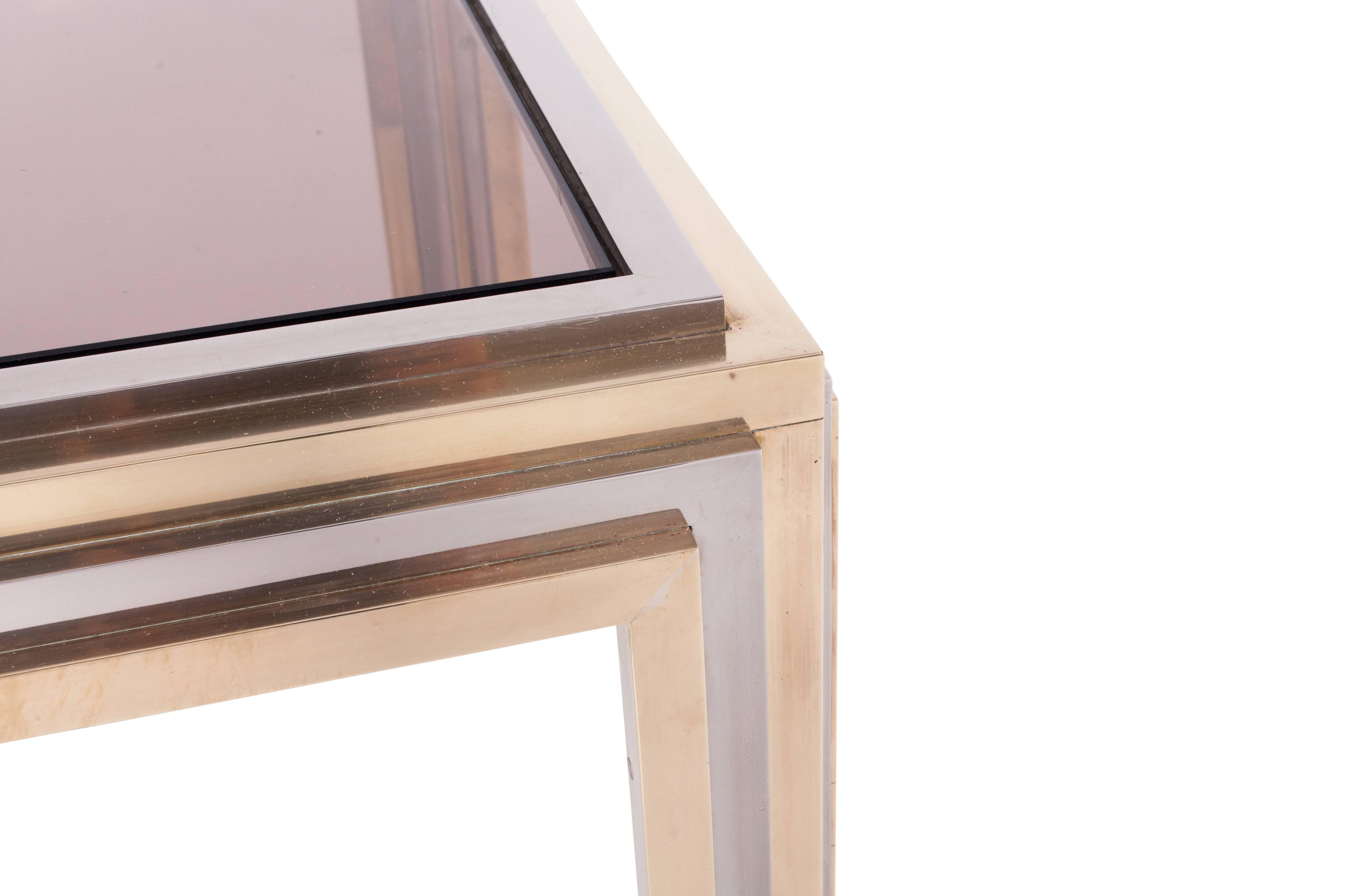 Late 20th Century Romeo Rega Brass and Chrome Coffee Table