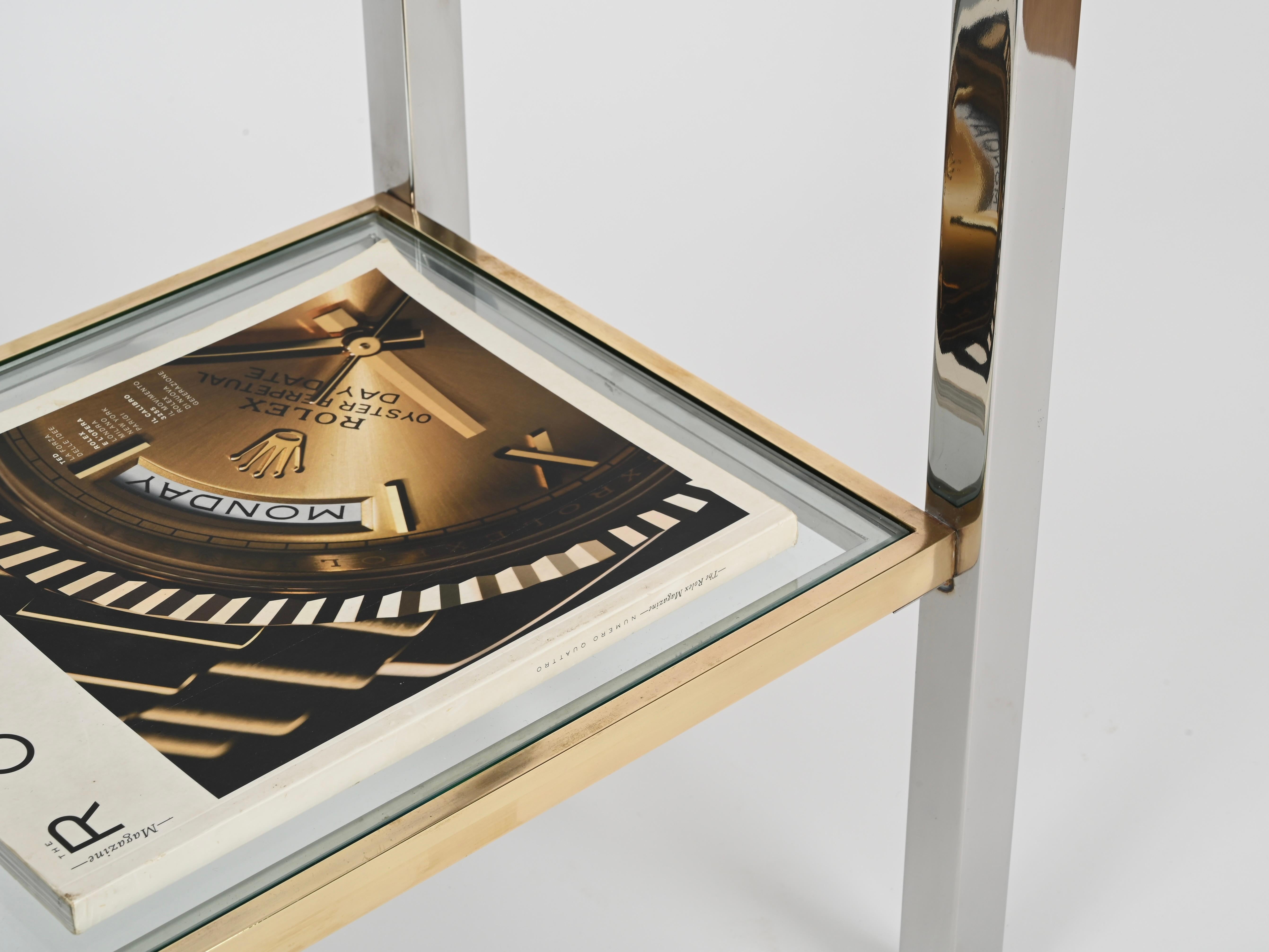 Romeo Rega Brass and Chrome Console or Side Table, Italy 1970s For Sale 2