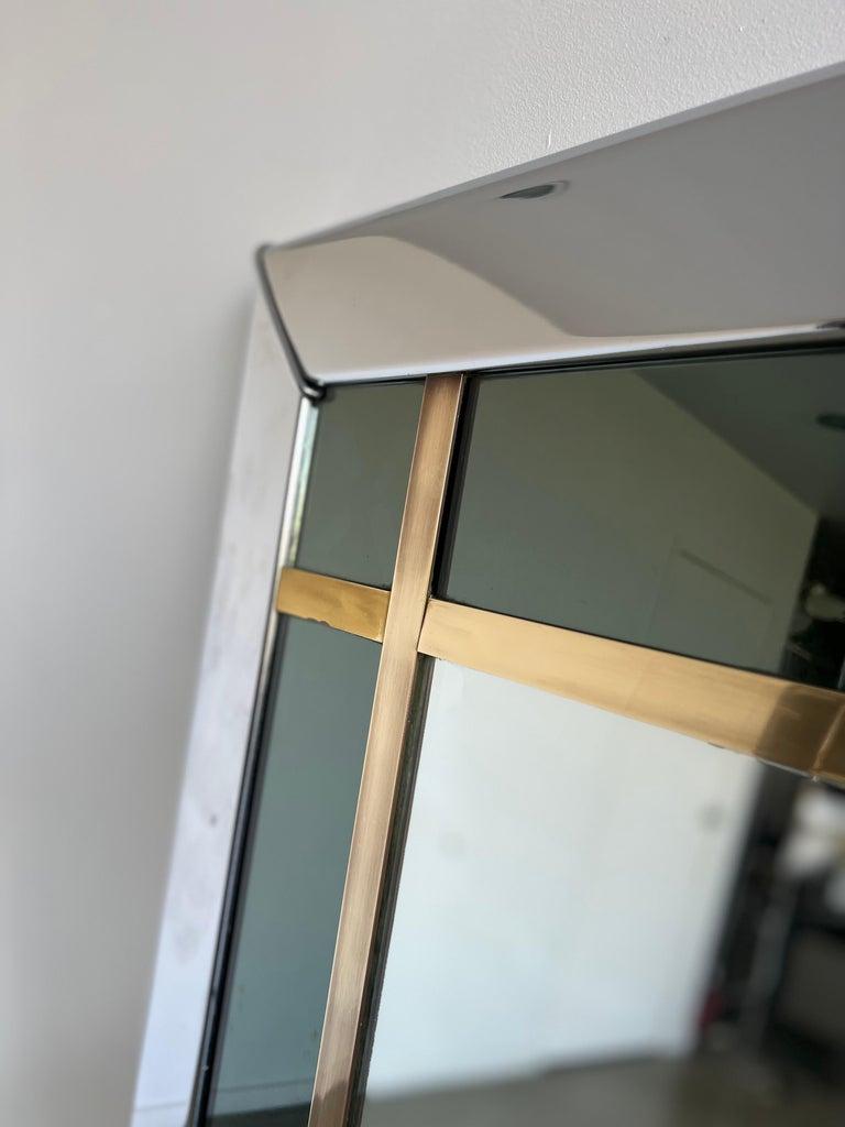 Romeo Rega Brass and Chrome Large Mirror In Good Condition For Sale In Byron Bay, NSW