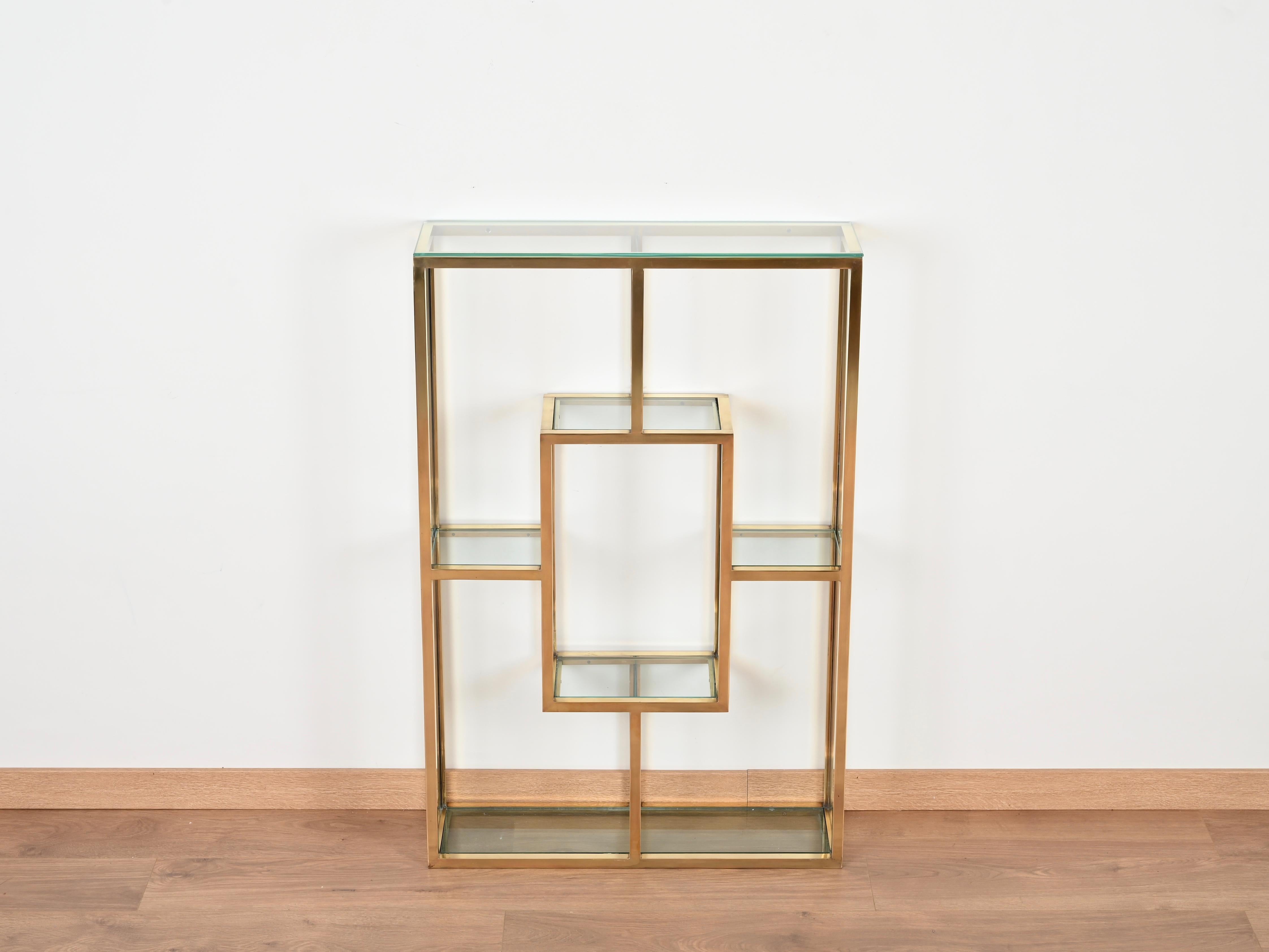 Italienische Romeo Rega-Vitrine aus Messing und Kristallglas aus der Mitte des Jahrhunderts, 1970er Jahre 8