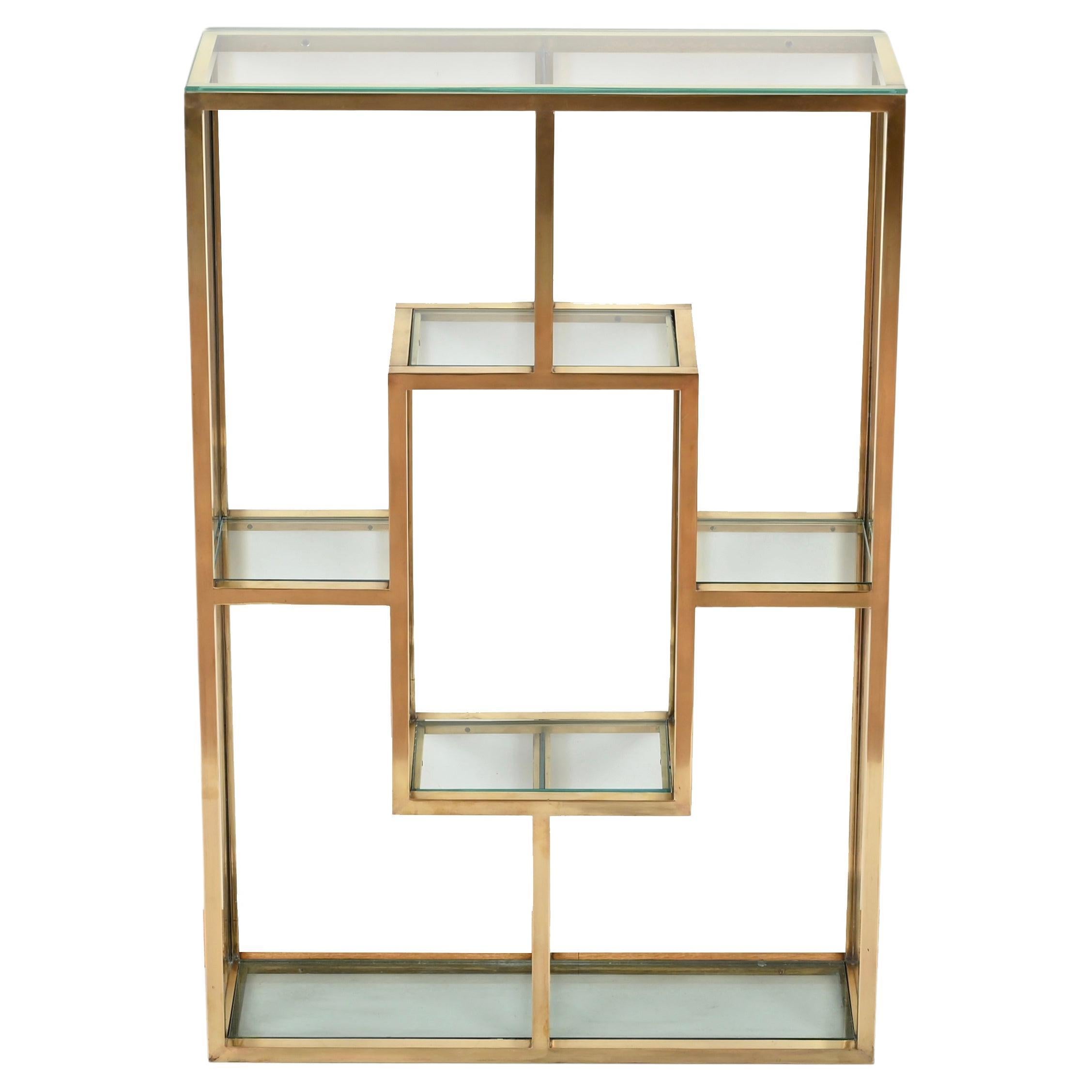 Italienische Romeo Rega-Vitrine aus Messing und Kristallglas aus der Mitte des Jahrhunderts, 1970er Jahre