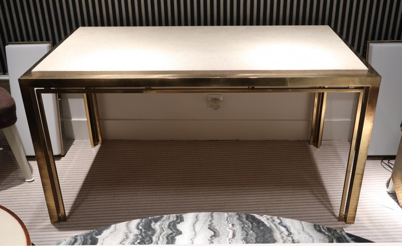 Italian Romeo Rega, Brass and Marble-Top Midcentury Table Console, Italy, 1970 For Sale