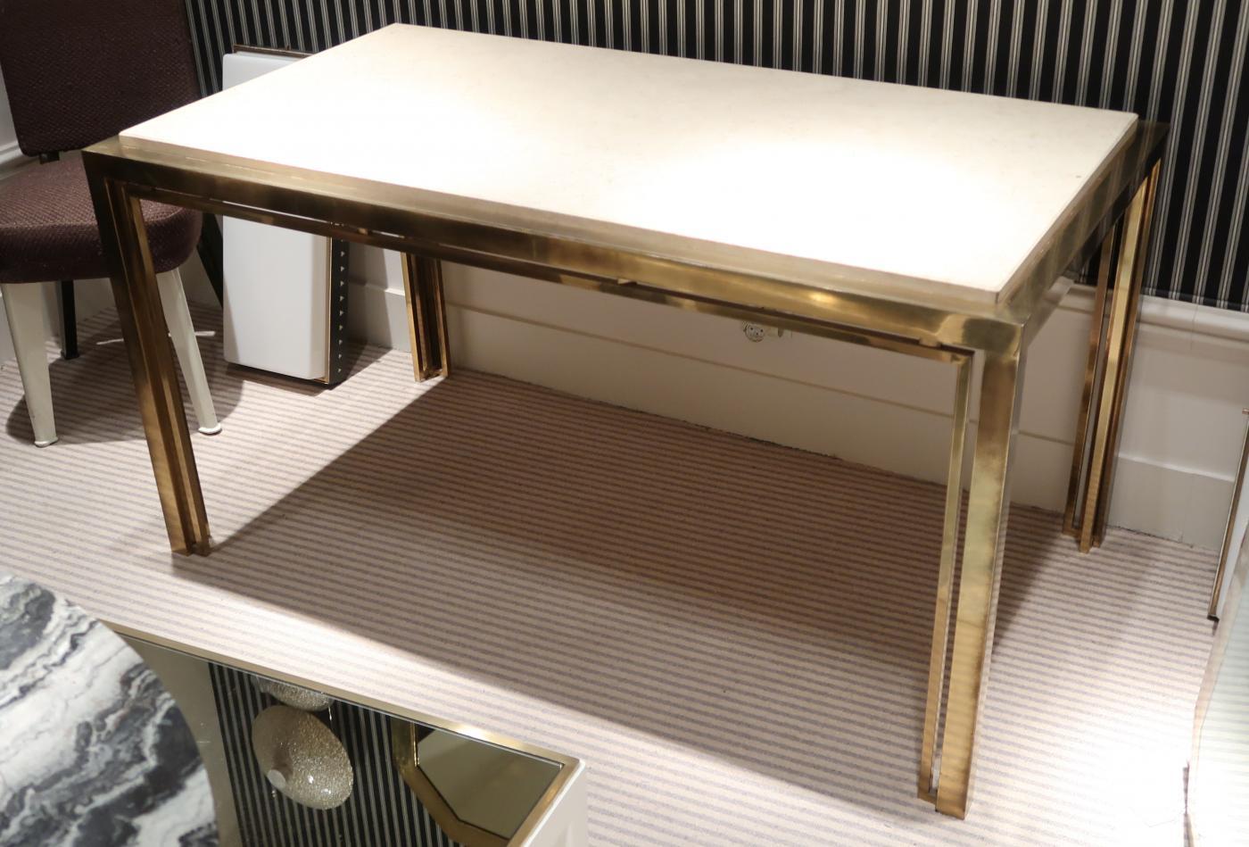 Romeo Rega, Brass and Marble-Top Midcentury Table Console, Italy, 1970 In Good Condition For Sale In Madrid, ES