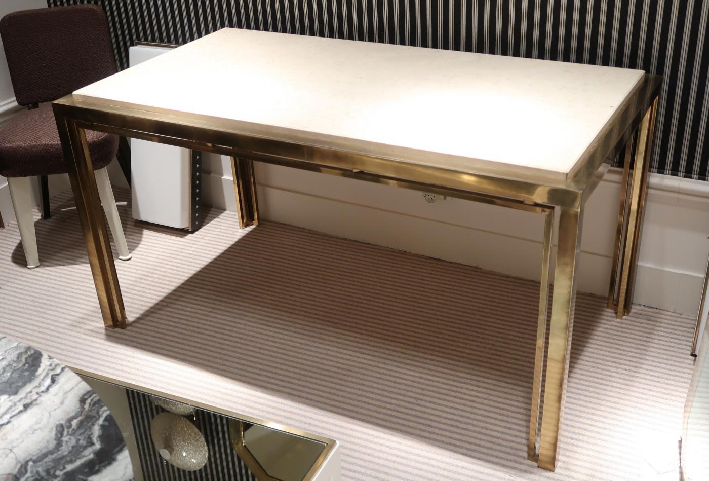 Late 20th Century Romeo Rega, Brass and Marble-Top Midcentury Table Console, Italy, 1970 For Sale