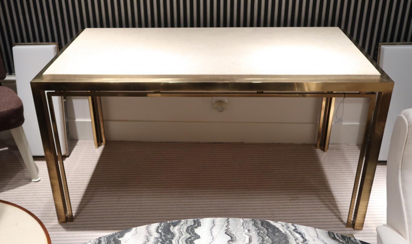 Romeo Rega, Brass and Marble-Top Midcentury Table Console, Italy, 1970 For Sale 1