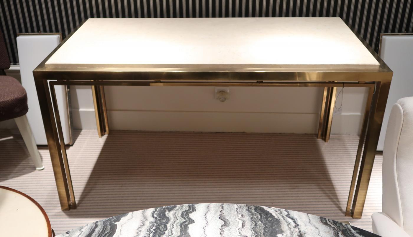 Romeo Rega, Brass and Marble-Top Midcentury Table Console, Italy, 1970 For Sale 2