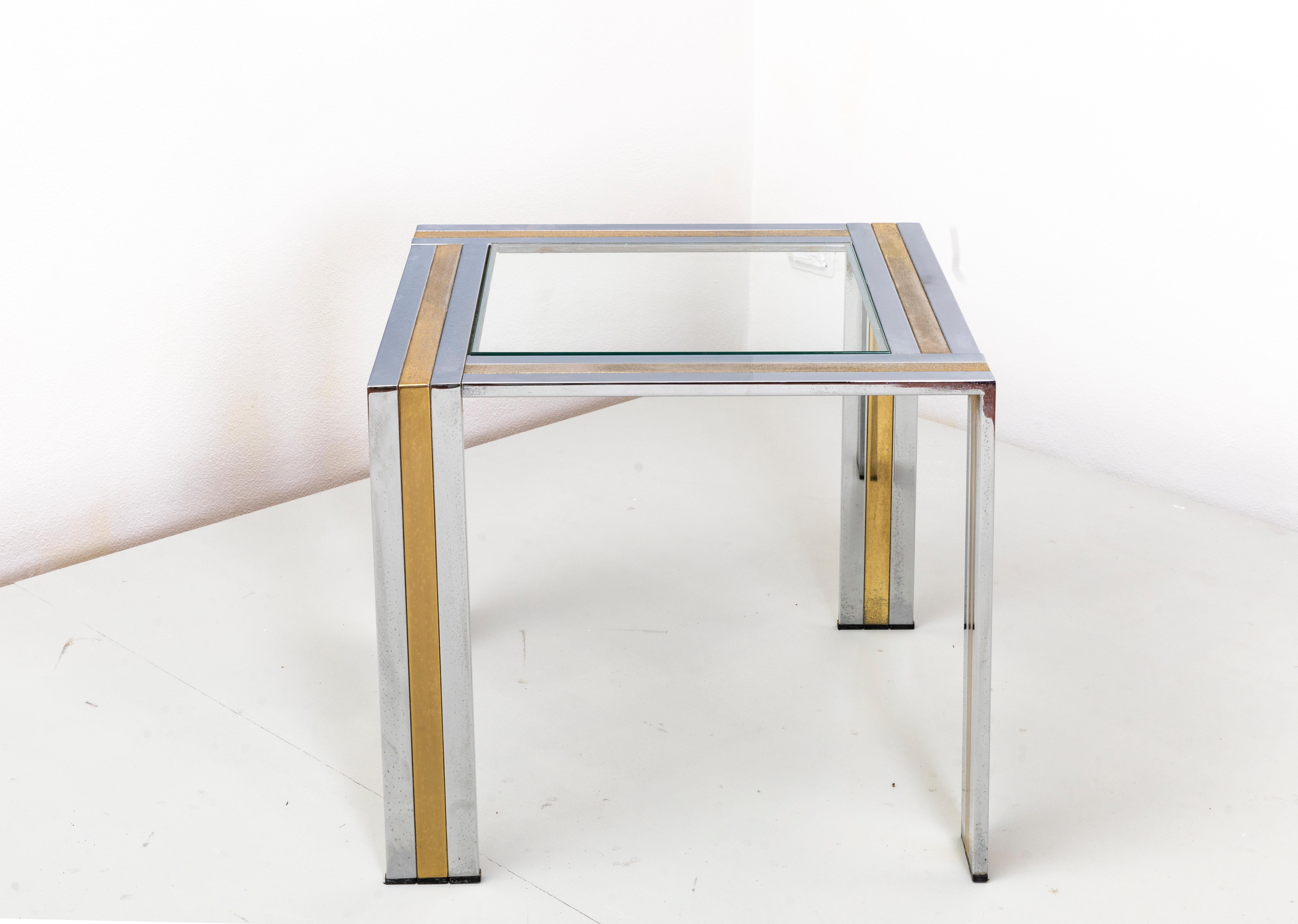 Italian Romeo Rega, Brass and steel coffee table For Sale