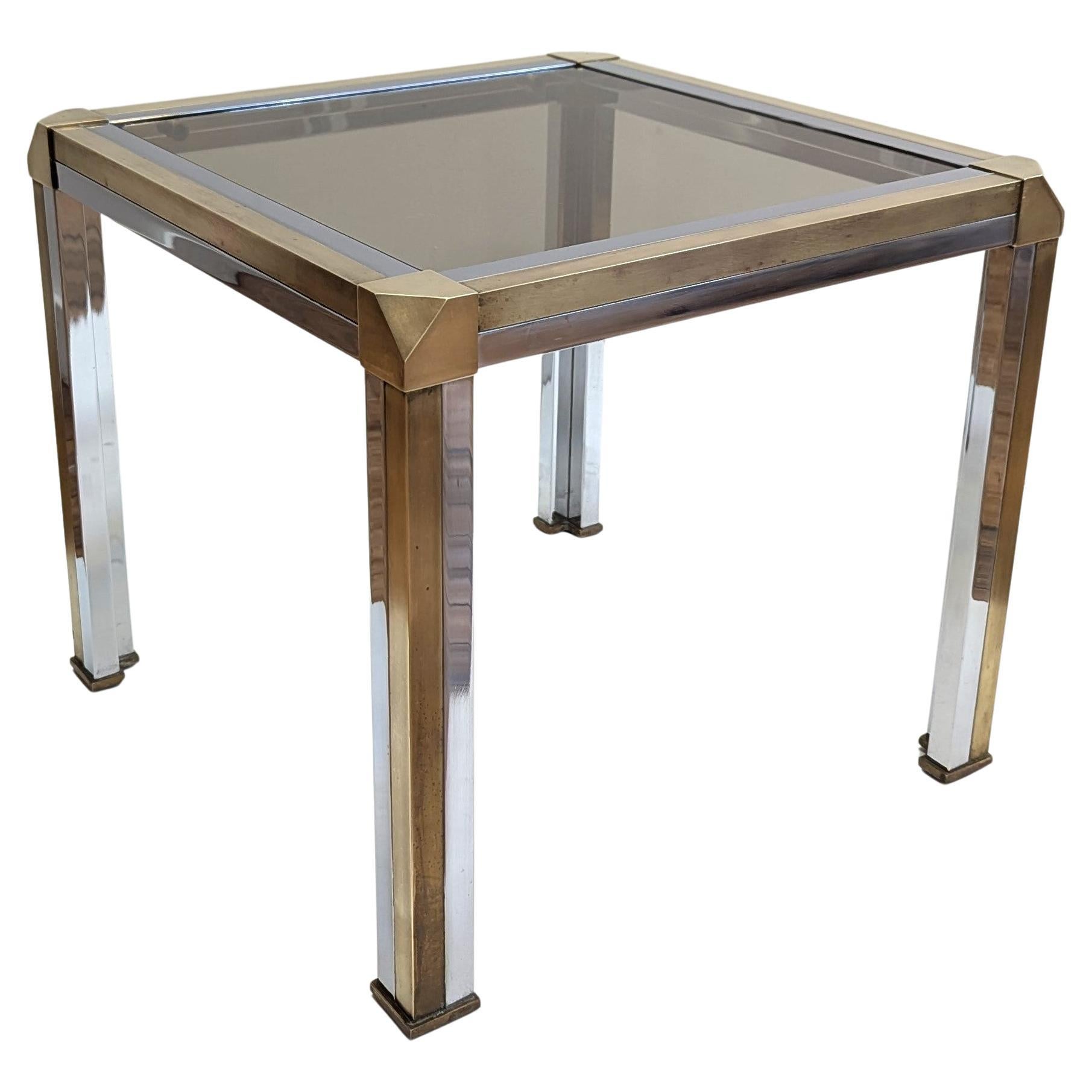 Romeo Rega Brass Chrome and Glass Side Table