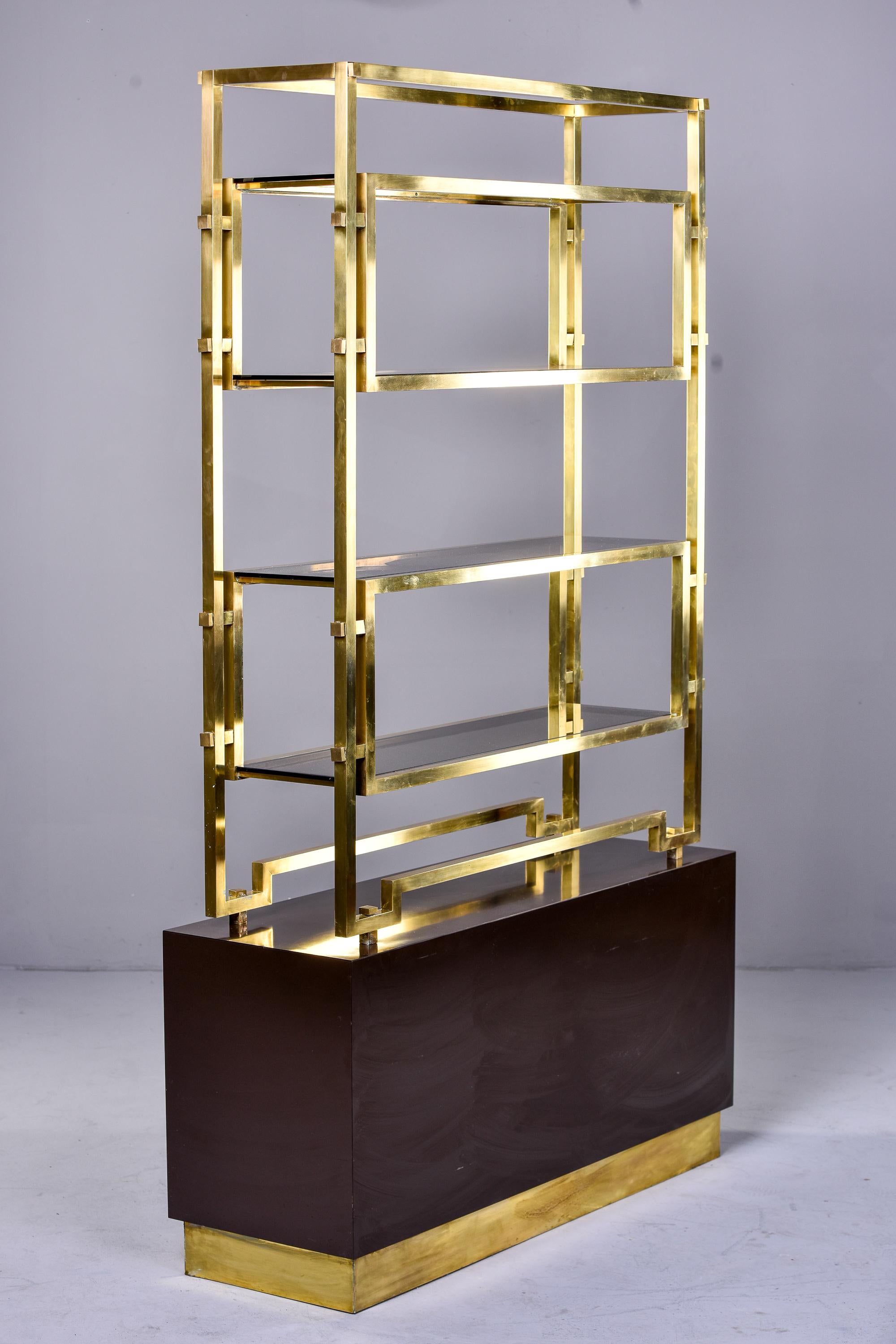 Romeo Rega Brass & Espresso Color Enamel Shelf Cabinet For Sale 7