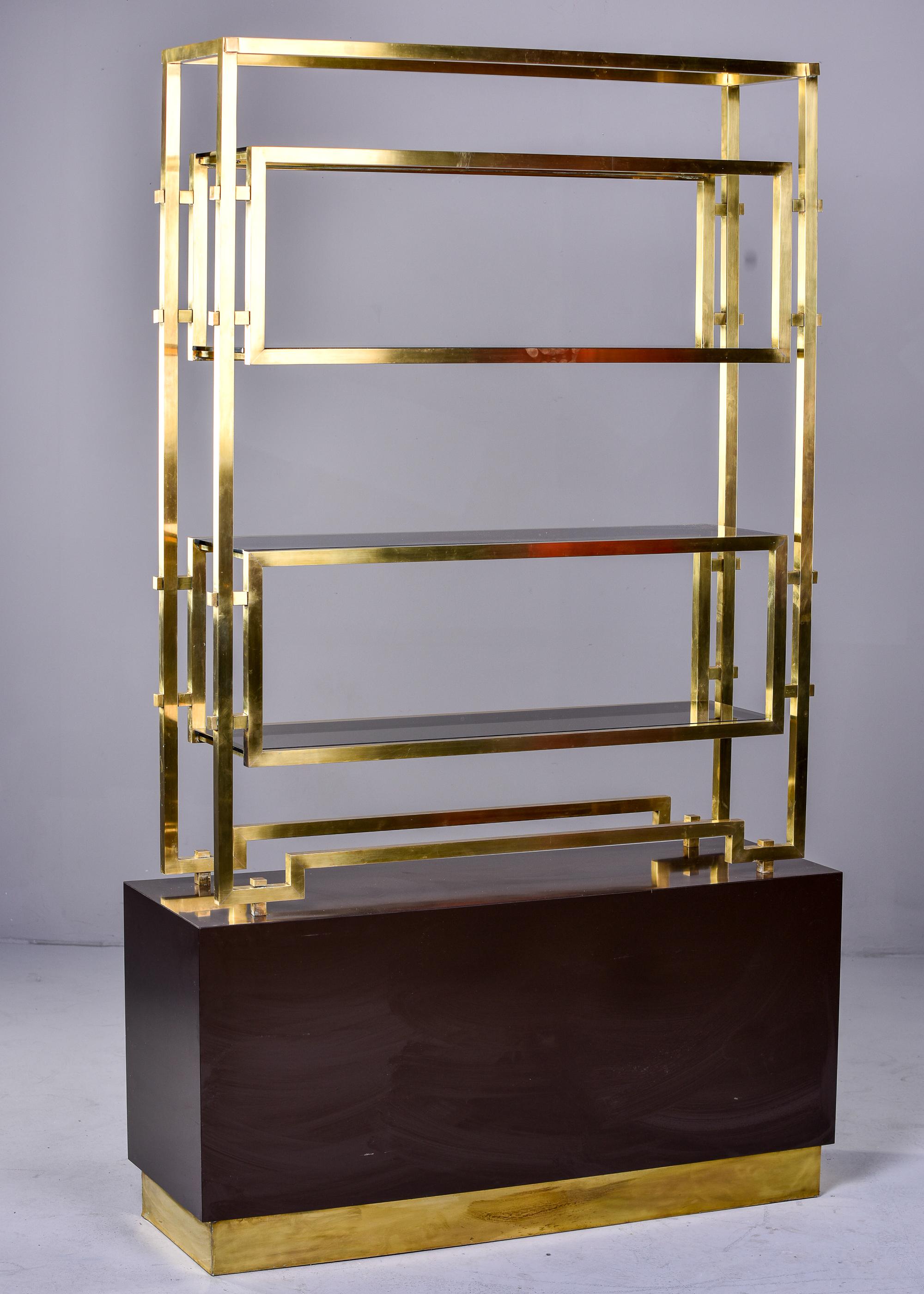 Romeo Rega Brass & Espresso Color Enamel Shelf Cabinet For Sale 8