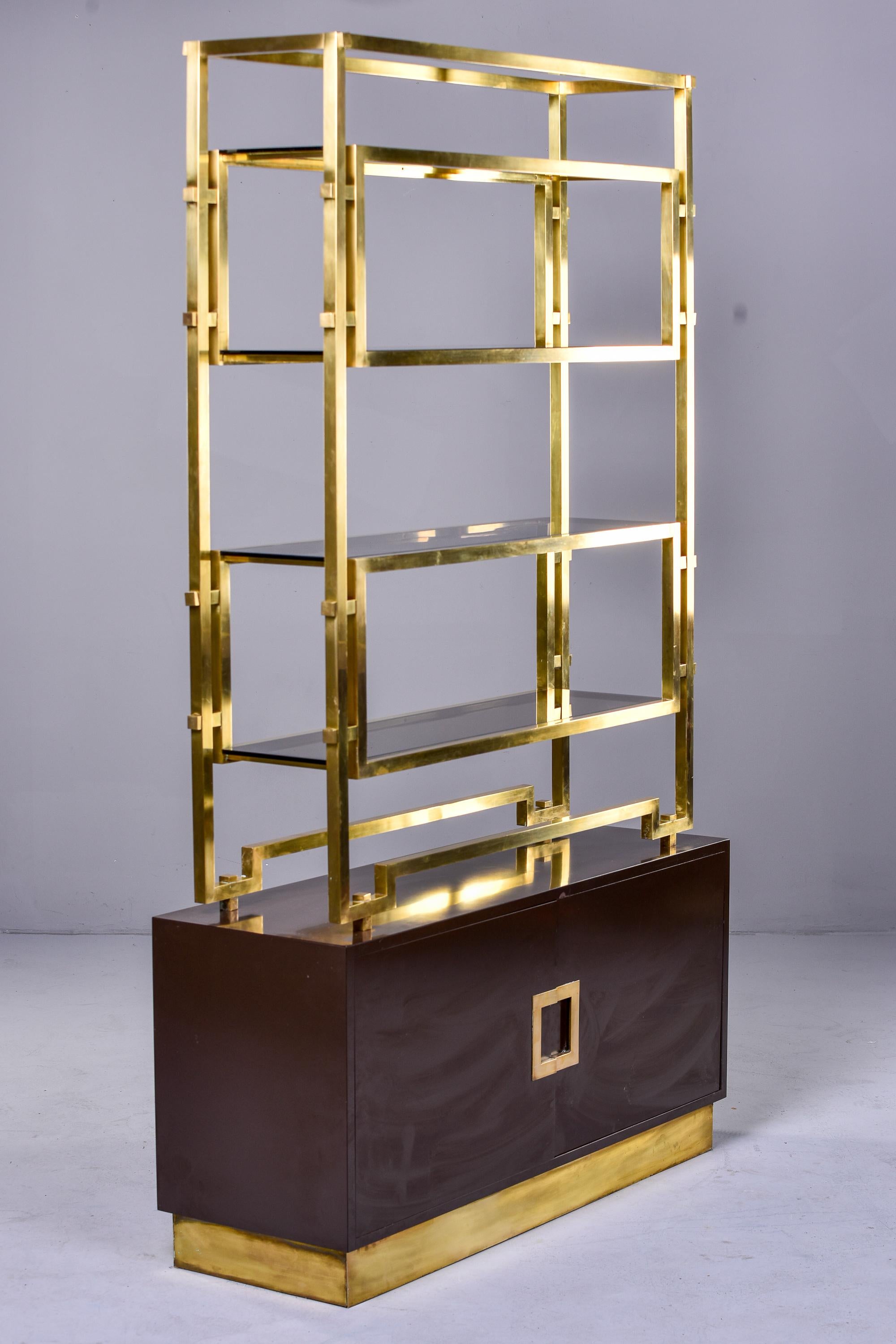 Romeo Rega Brass & Espresso Color Enamel Shelf Cabinet In Good Condition For Sale In Troy, MI