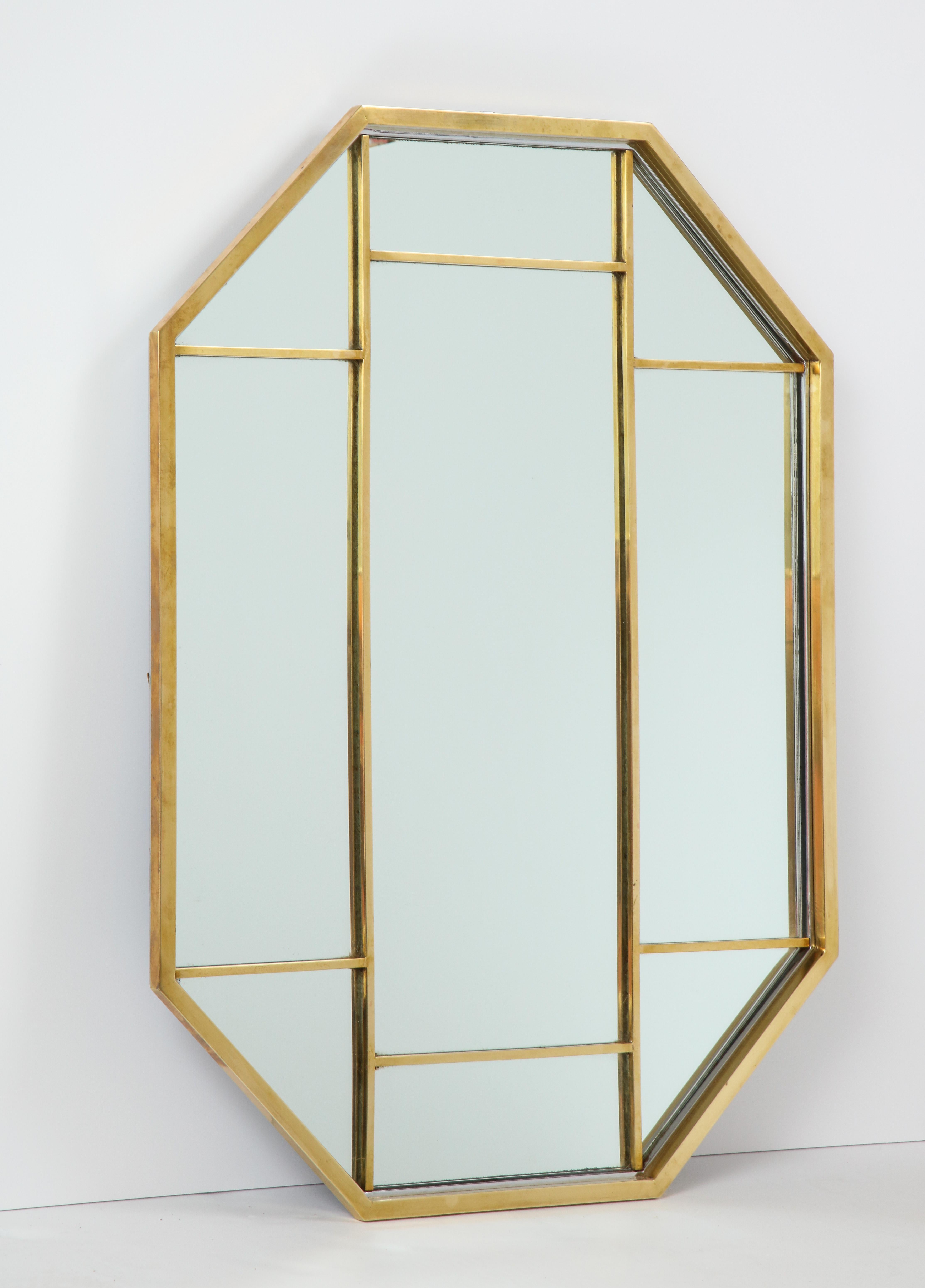 Romeo Rega Brass Octagonal Mirror  In Good Condition In New York, NY