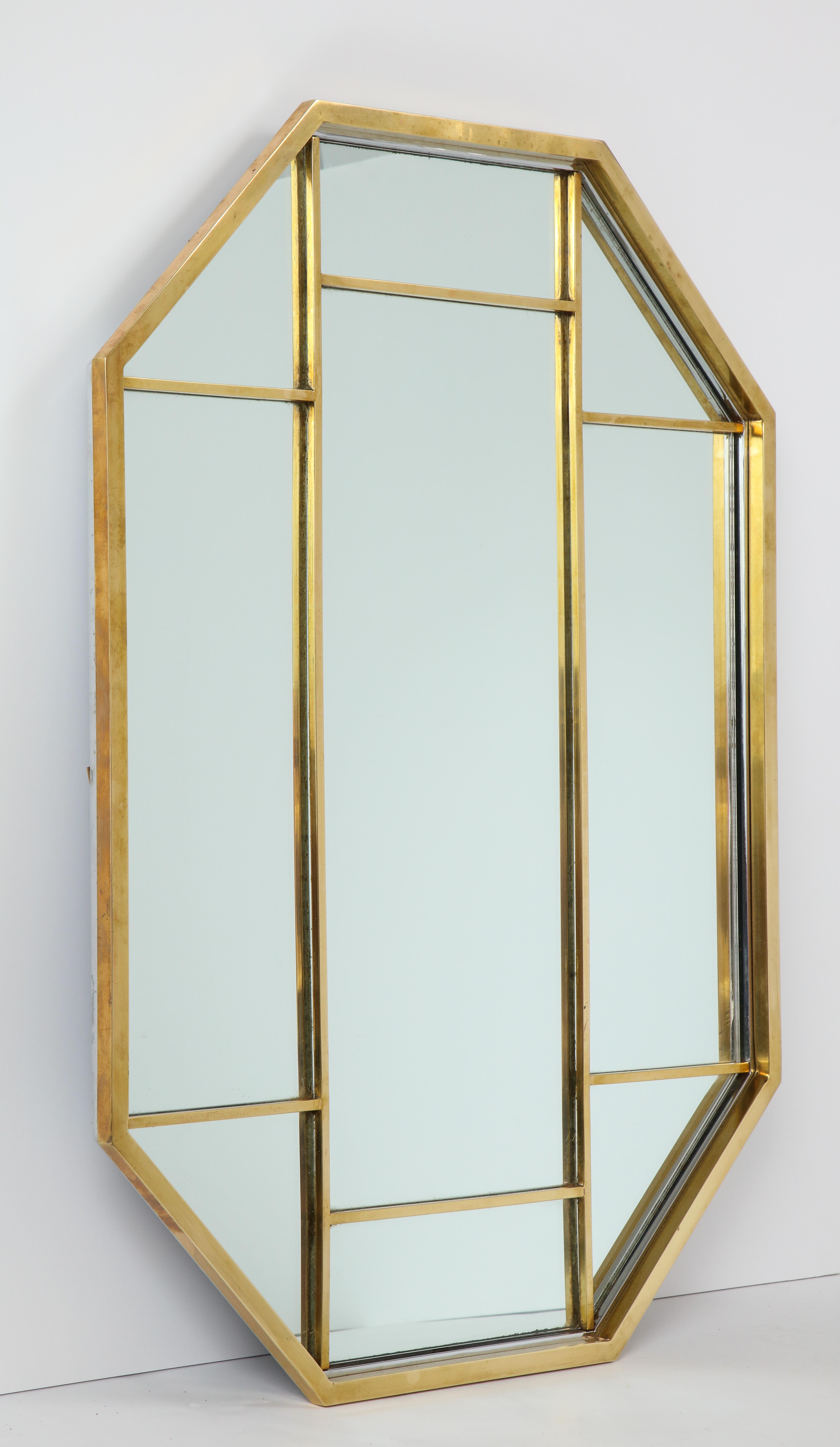 Late 20th Century Romeo Rega Brass Octagonal Mirror 