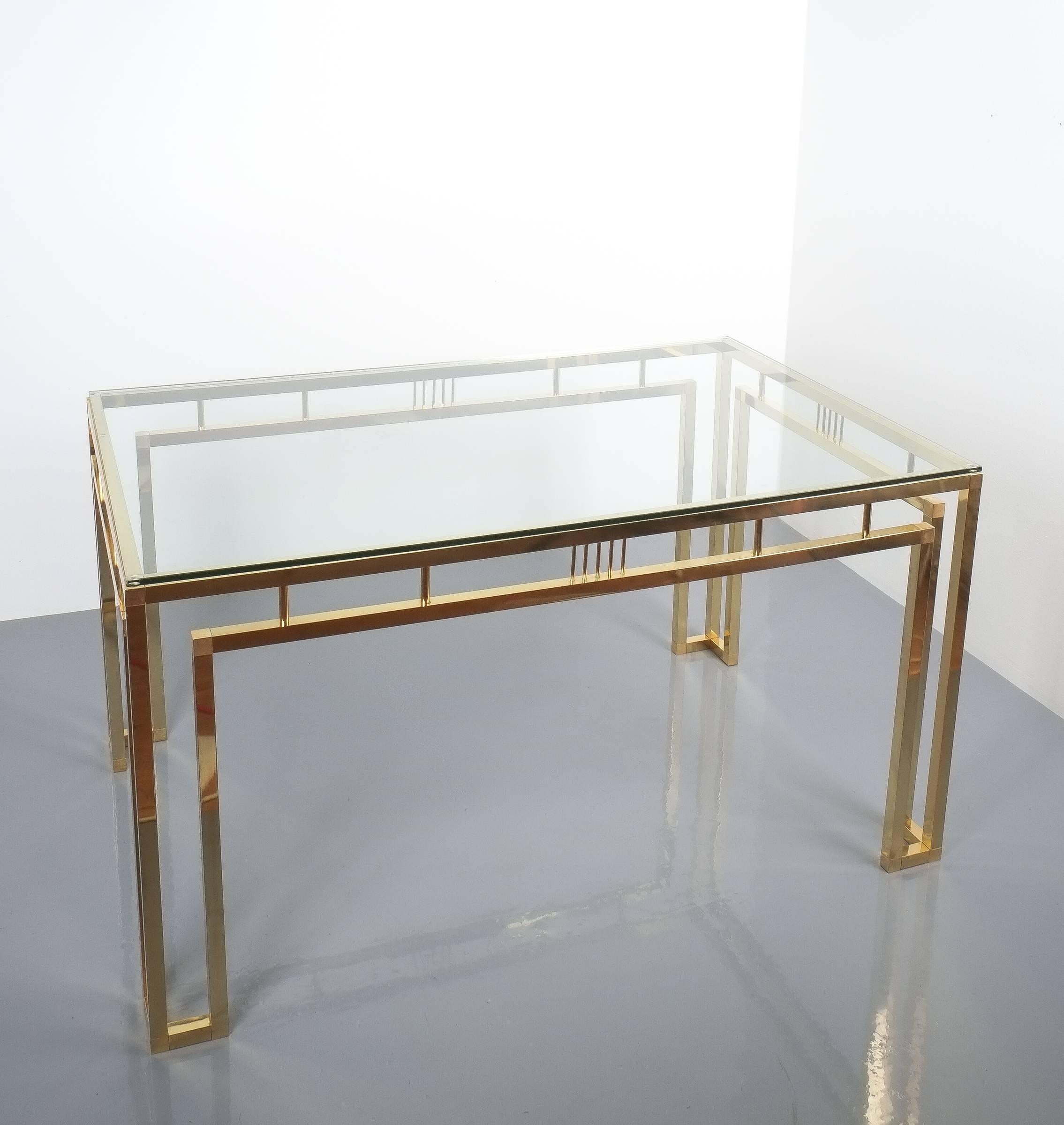 Mid-Century Modern  Breakfast or Dining Table Brass Glass, Italy, 1960