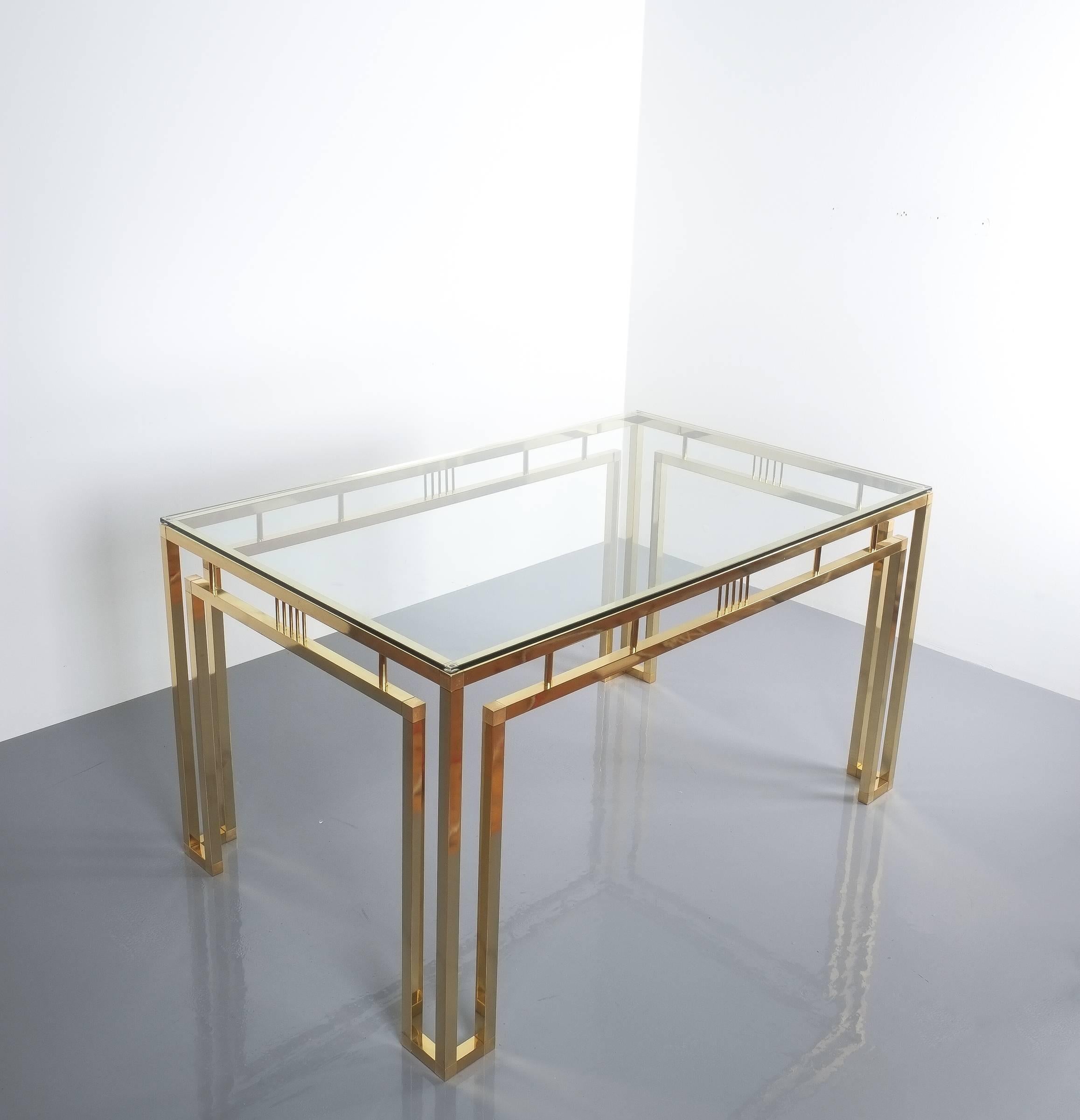 Breakfast or Dining Table Brass Glass, Italy, 1960 In Good Condition In Vienna, AT