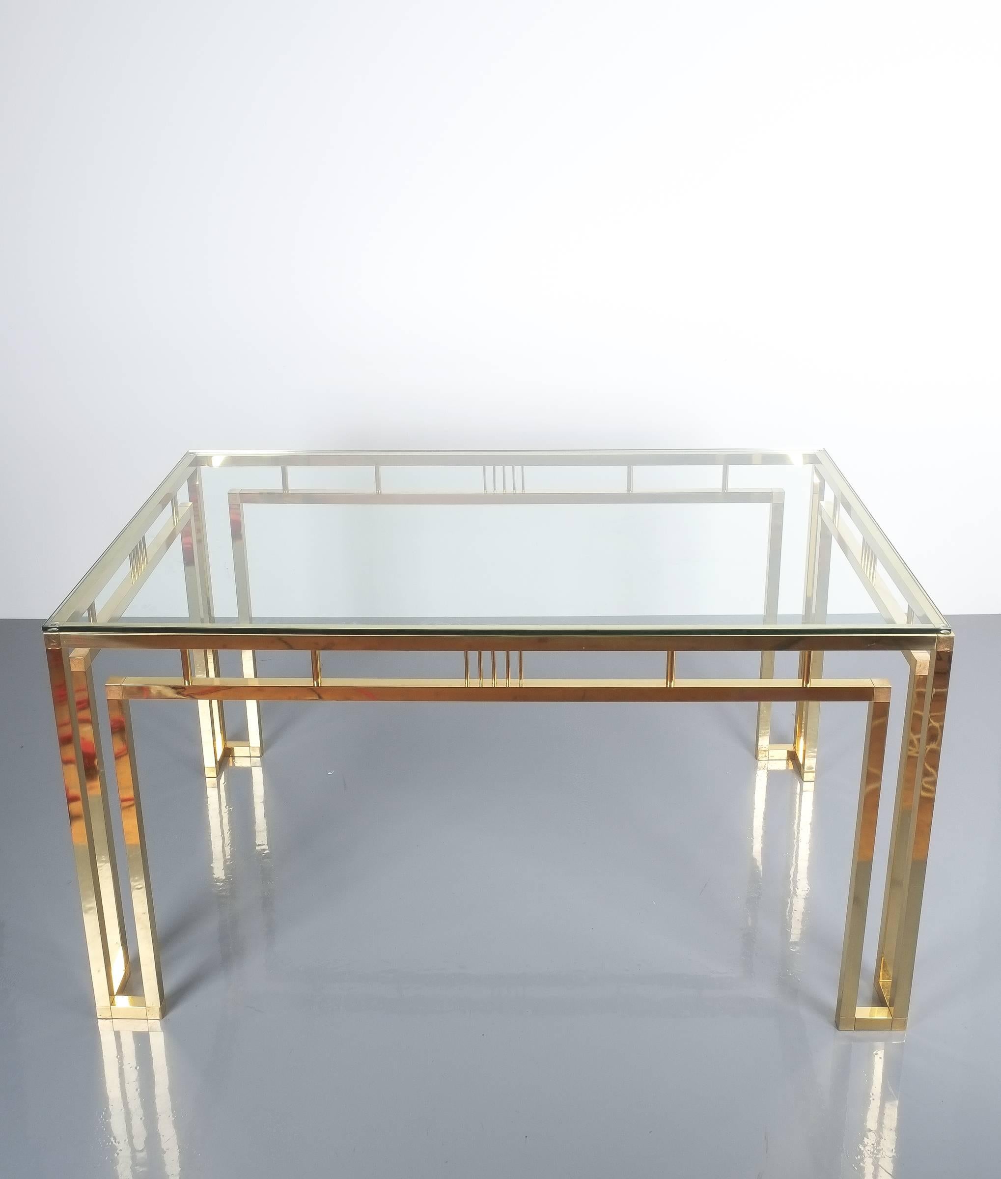  Breakfast or Dining Table Brass Glass, Italy, 1960 1