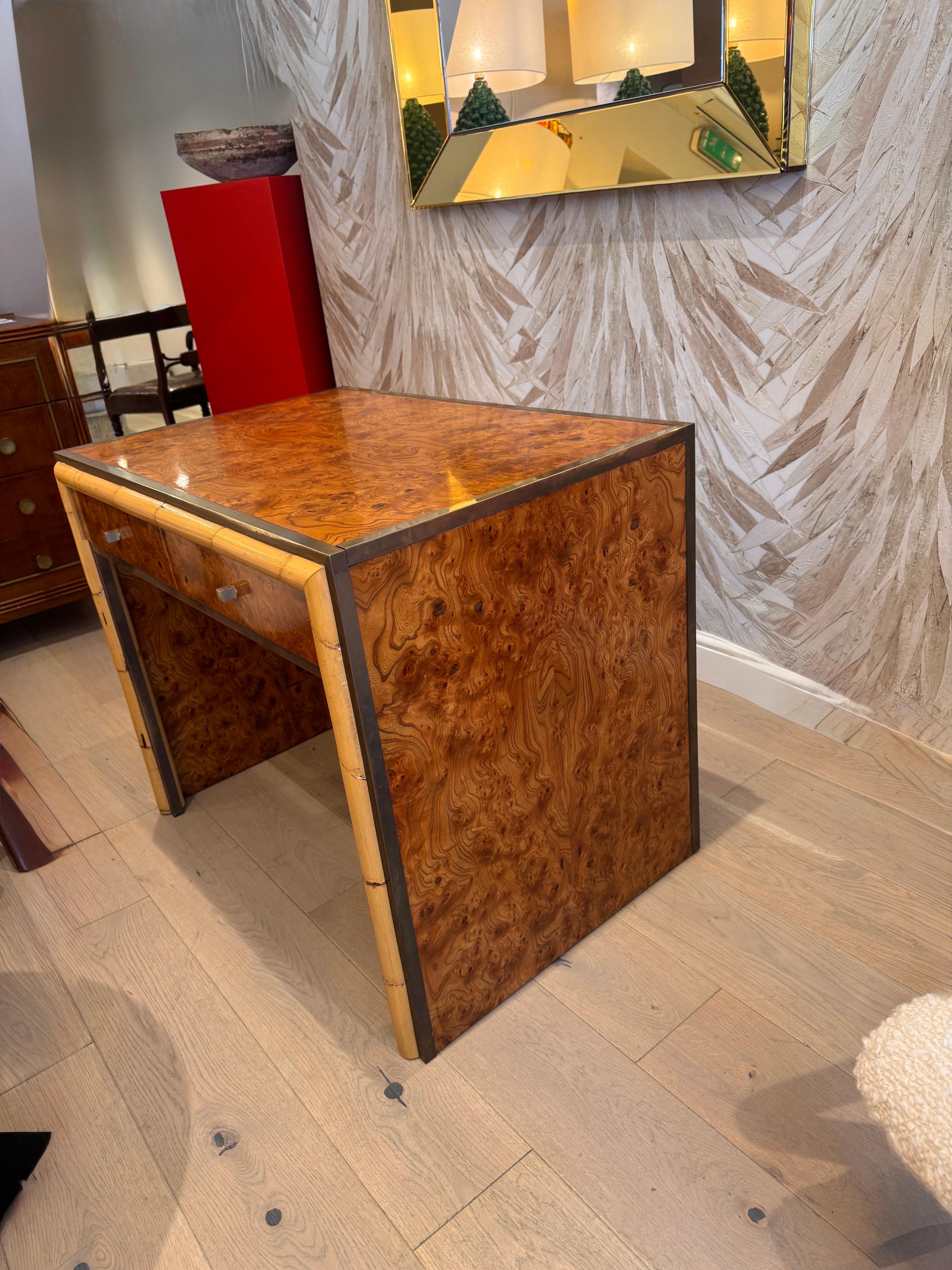 Romeo Rega burr wood compact desk/vanity table For Sale 3