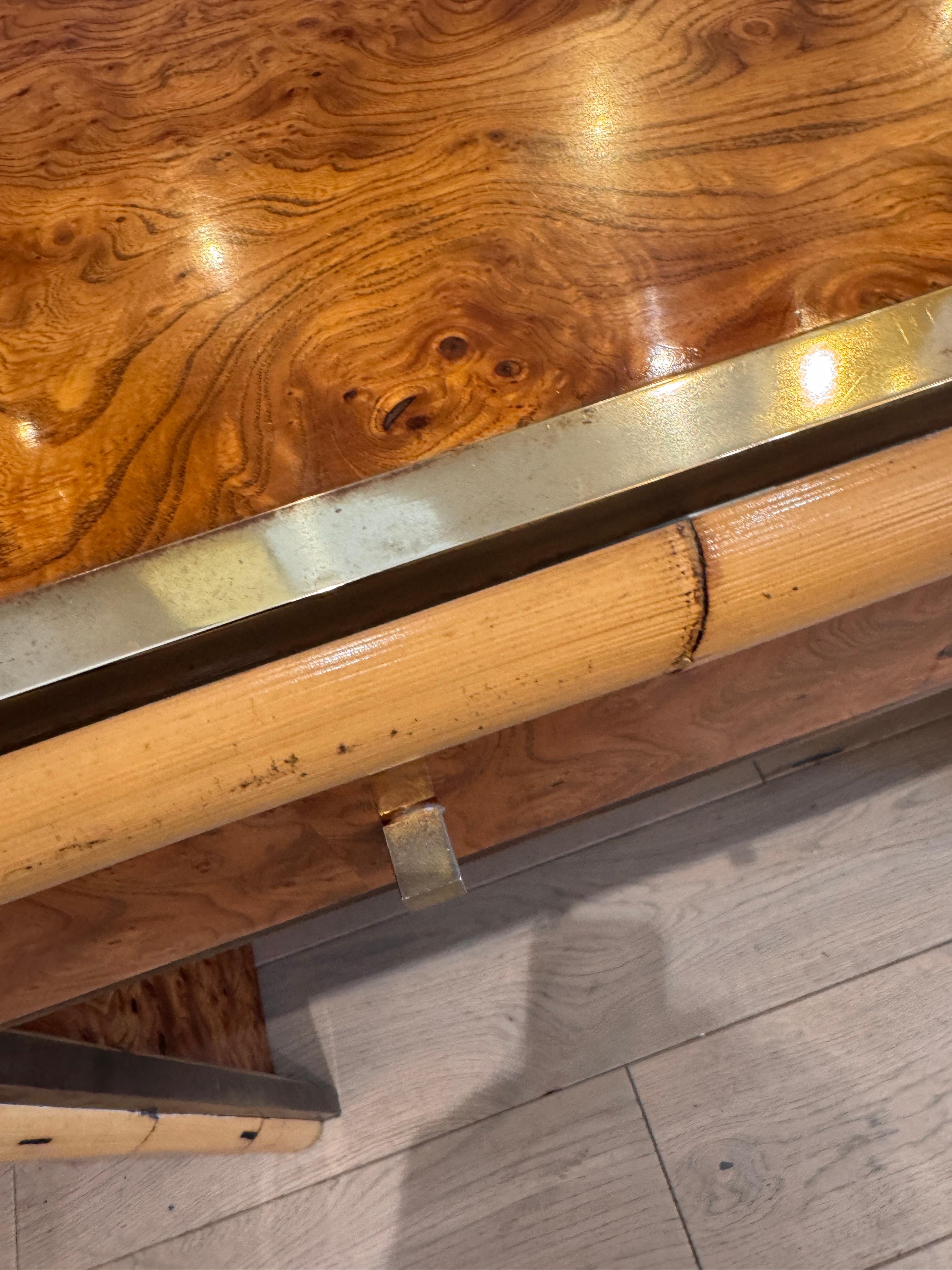 Italian Romeo Rega burr wood compact desk/vanity table For Sale