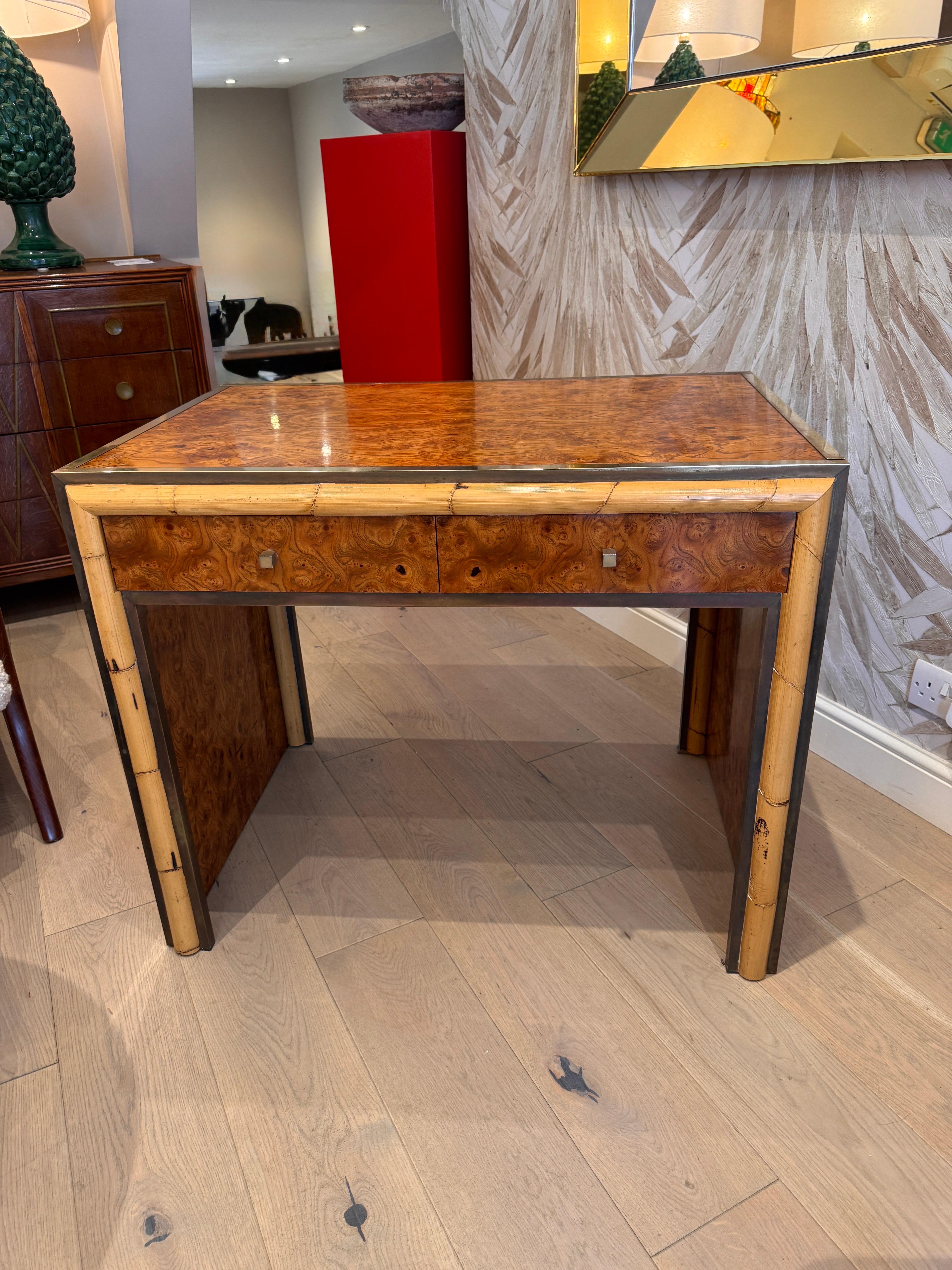 Romeo Rega burr wood compact desk/vanity table In Good Condition For Sale In London, GB