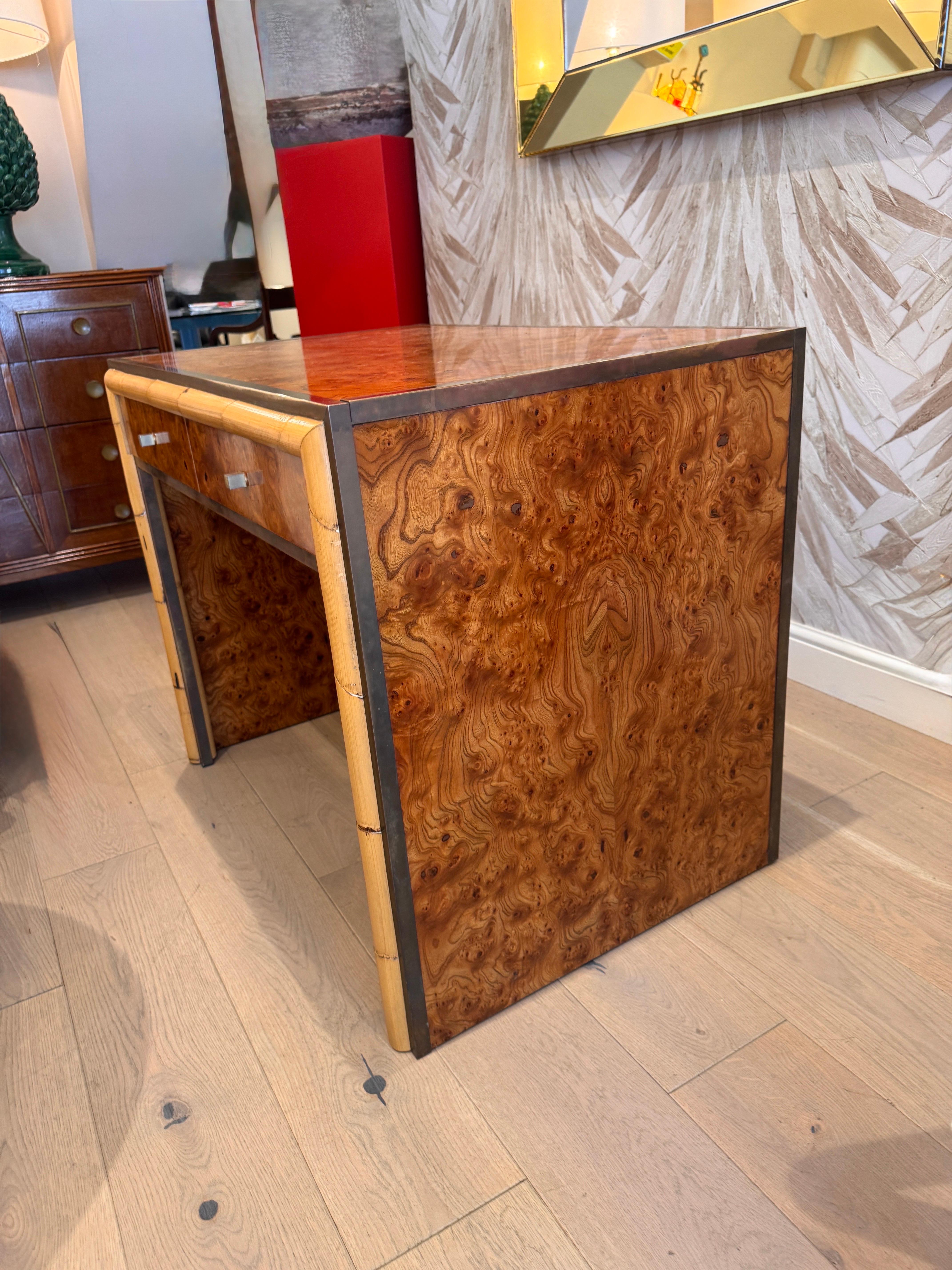 Romeo Rega burr wood compact desk/vanity table For Sale 1