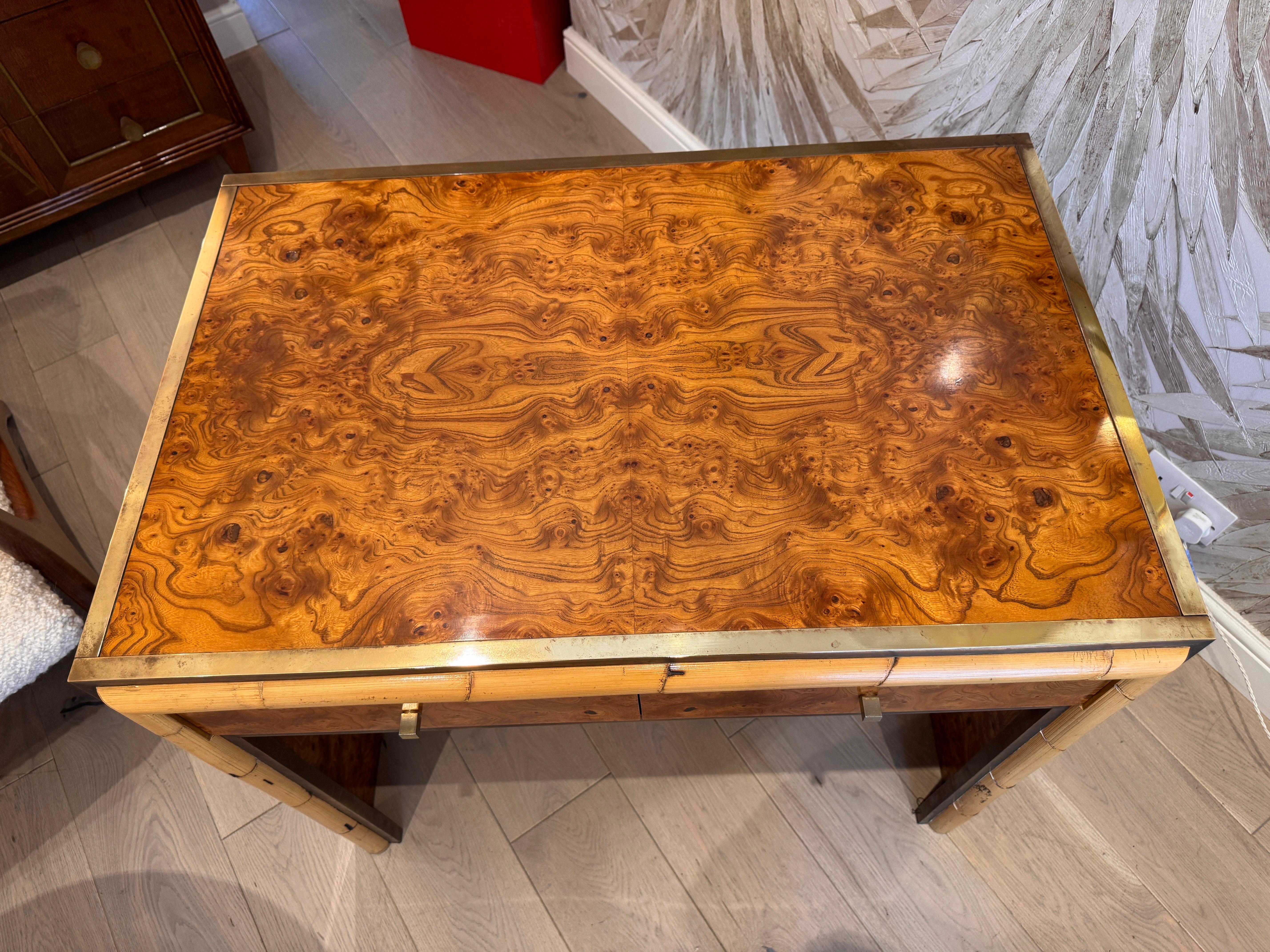 Romeo Rega burr wood compact desk/vanity table For Sale 2