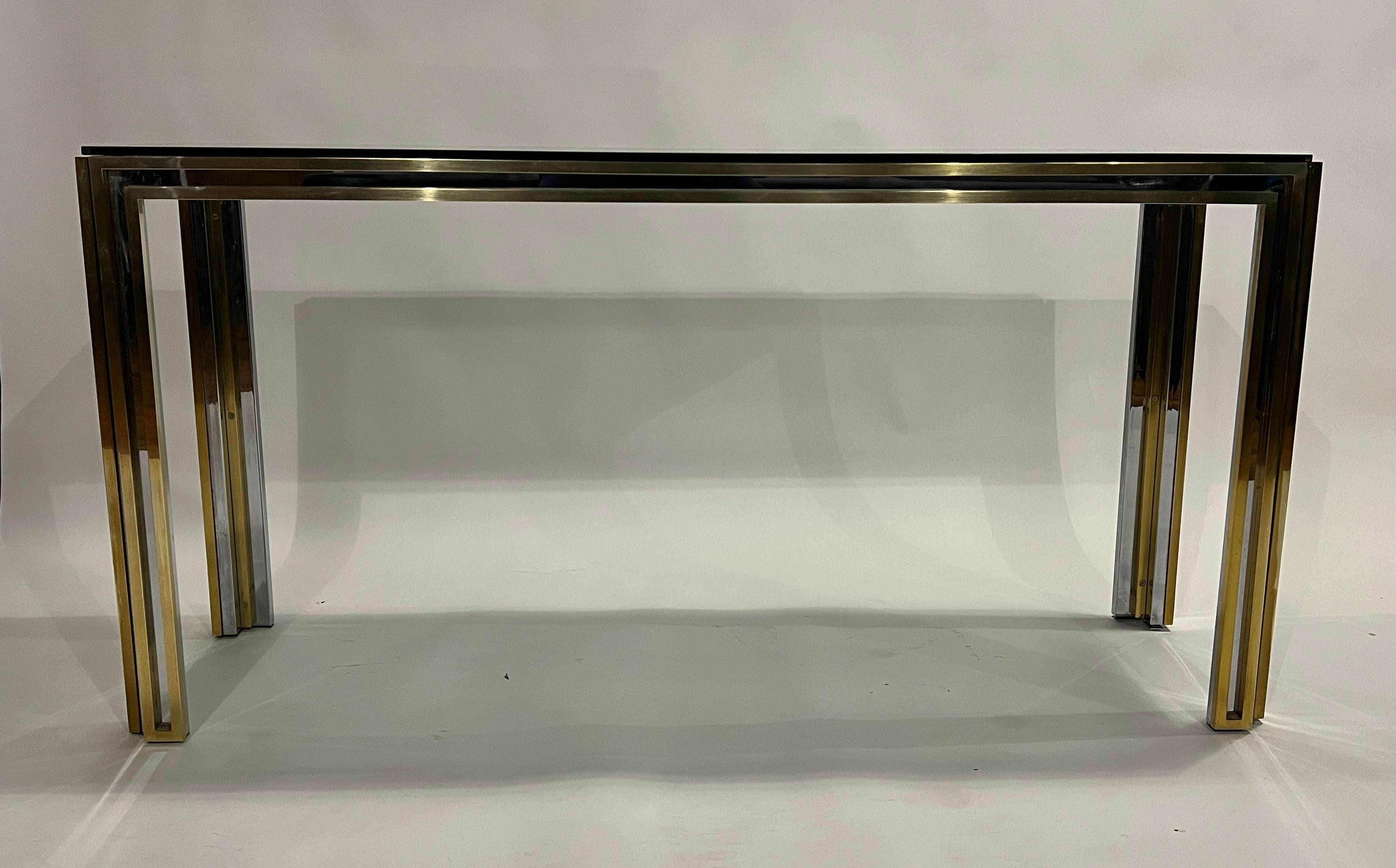 Romeo Rega Chrome and Brass Console Table For Sale 4