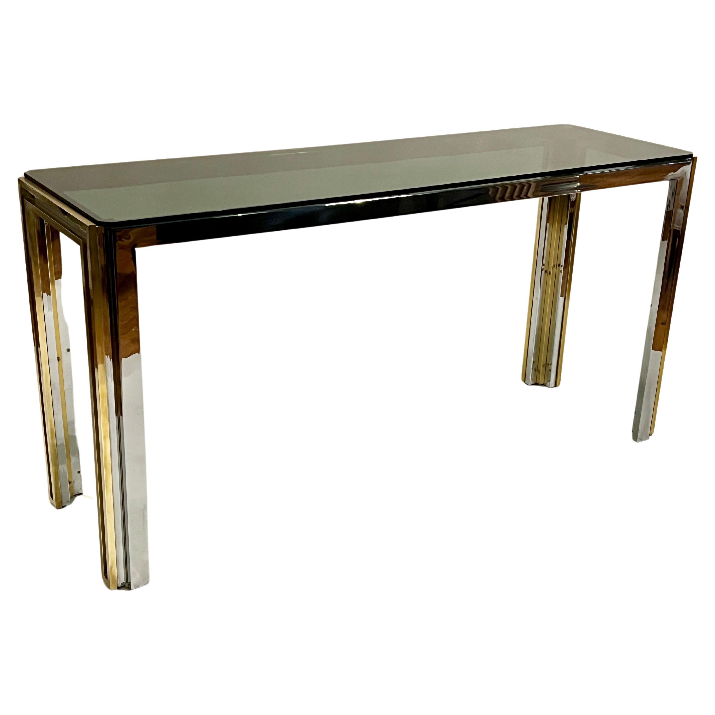 Romeo Rega Chrome and Brass Console Table For Sale